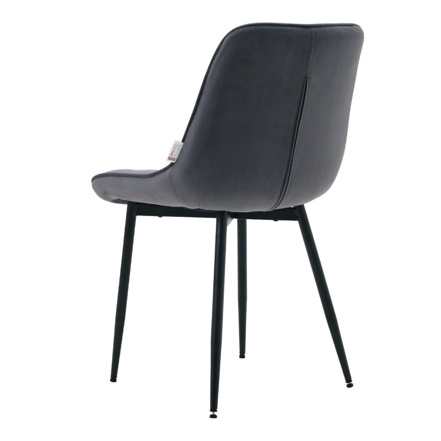 Dark Grey - Kabinet UK - Velvet Upholstered Dining Chairs with Metal Legs - 4