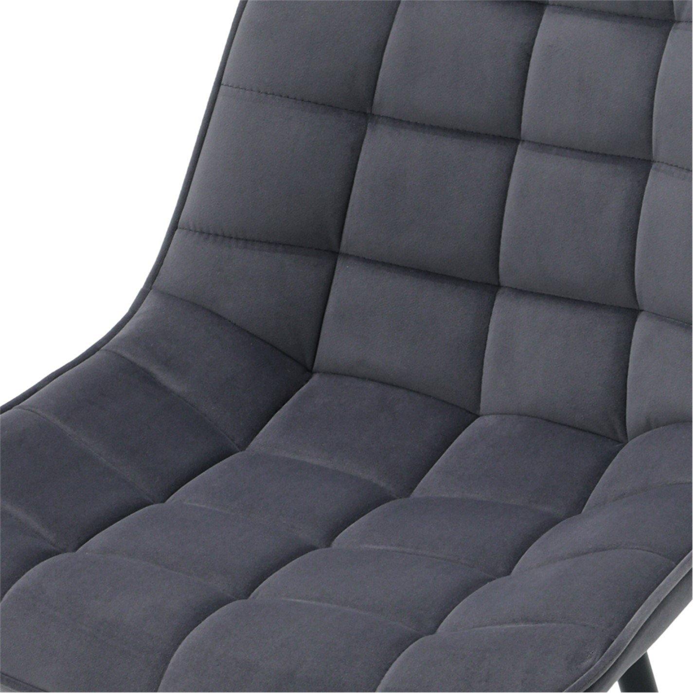 Dark Grey - Kabinet UK - Velvet Upholstered Dining Chairs with Metal Legs - 6