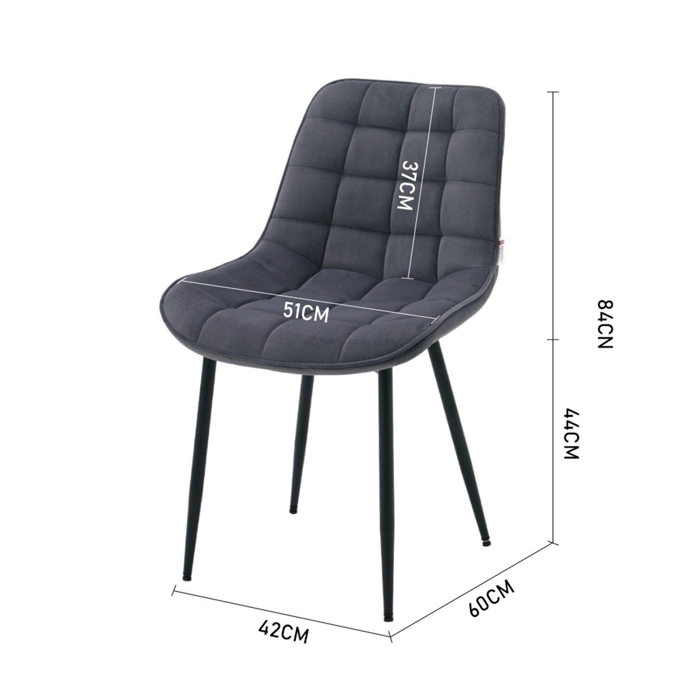 Dark Grey - Kabinet UK - Velvet Upholstered Dining Chairs with Metal Legs - 10