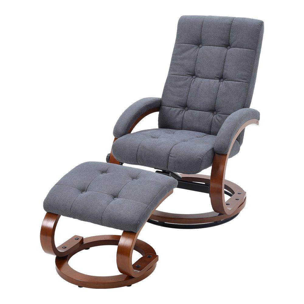 Brown Grey - Kabinet UK - Swivel Velvet Recliner with Footrest - 1