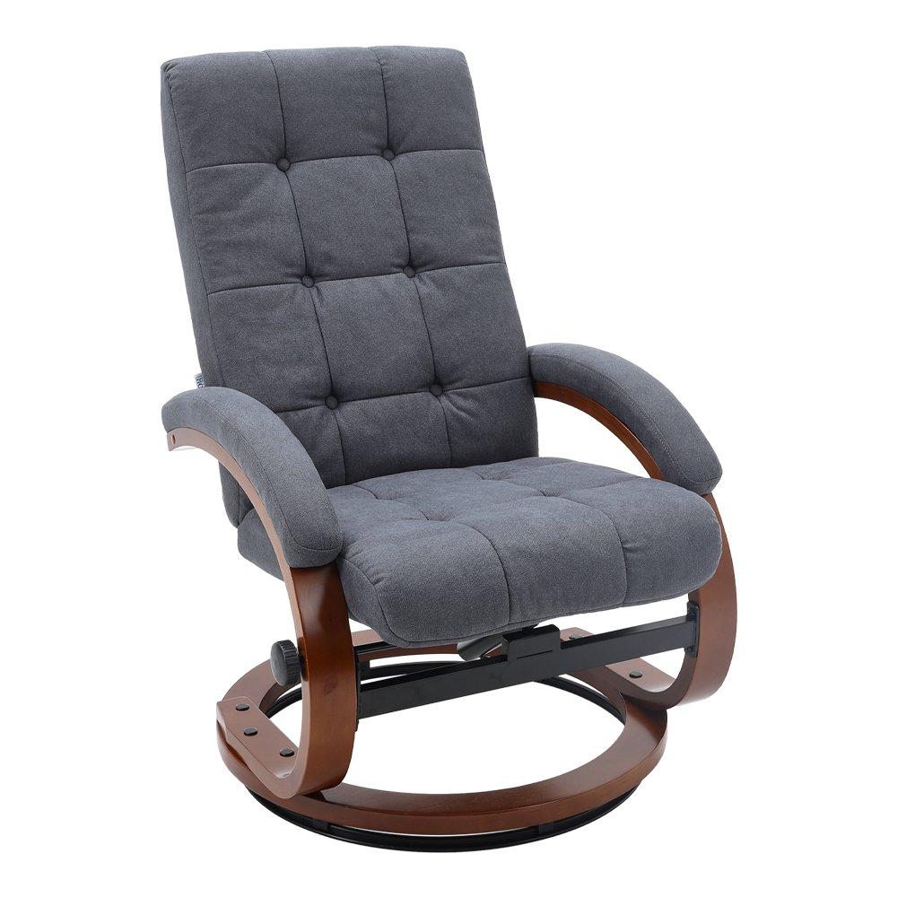 Brown Grey - Kabinet UK - Swivel Velvet Recliner with Footrest - 2