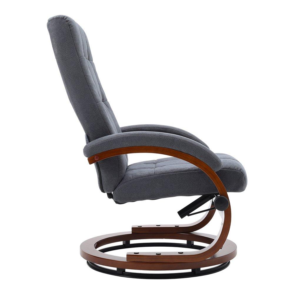 Brown Grey - Kabinet UK - Swivel Velvet Recliner with Footrest - 3