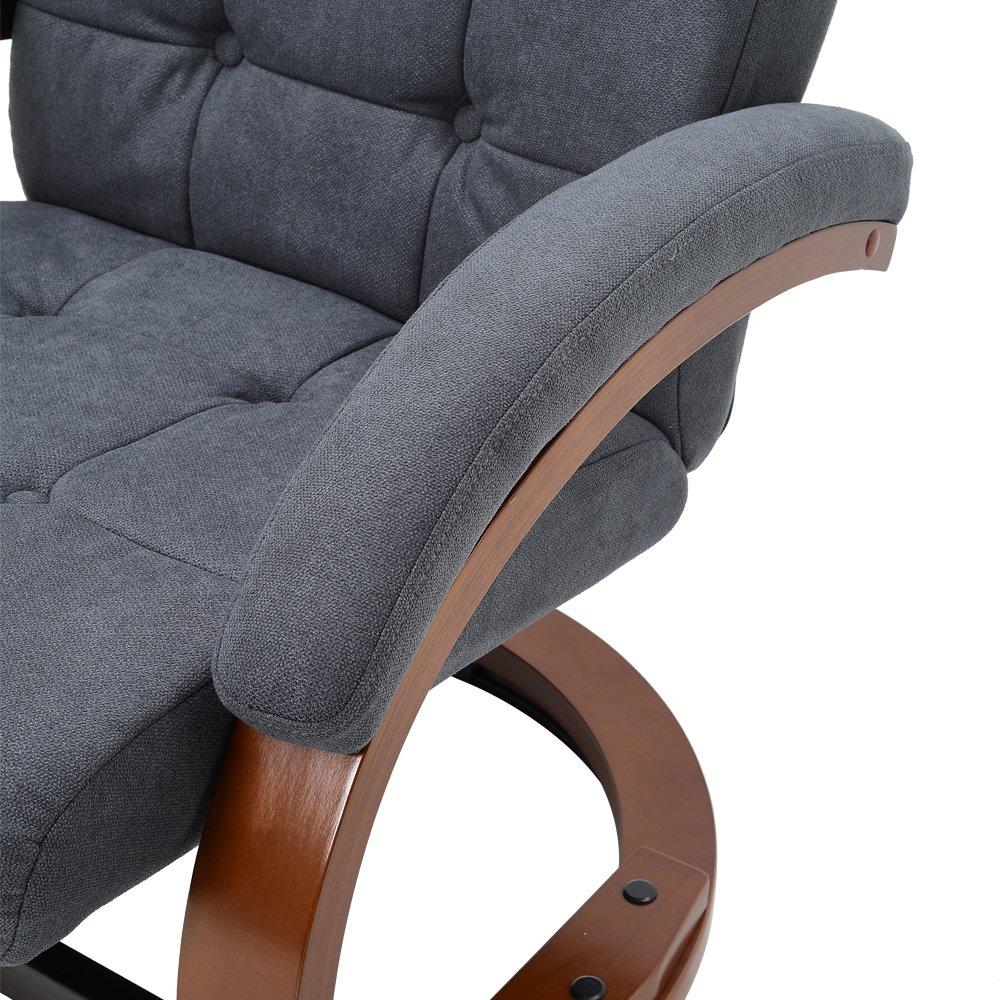 Brown Grey - Kabinet UK - Swivel Velvet Recliner with Footrest - 7