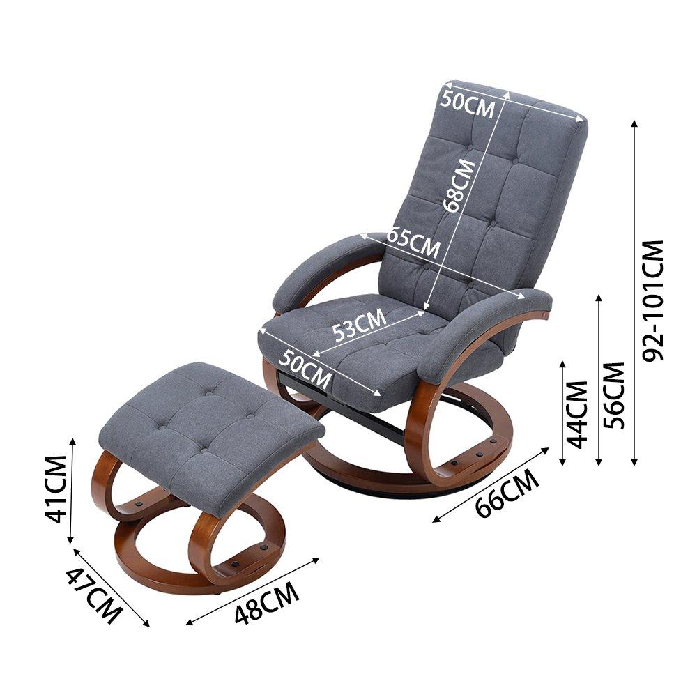 Brown Grey - Kabinet UK - Swivel Velvet Recliner with Footrest - 8