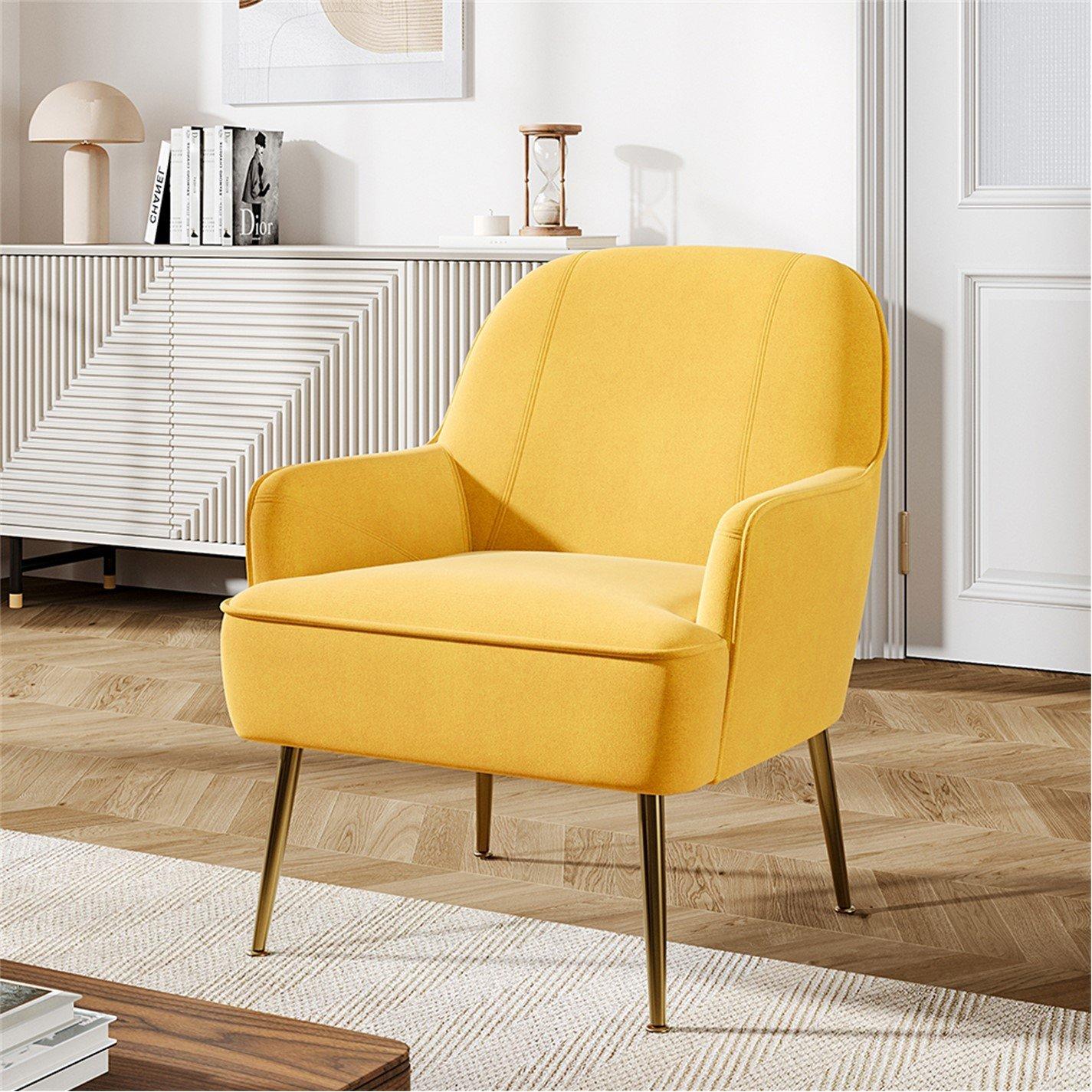 Yellow - Kabinet UK - Contemporary Comfy Armchair with Gold Feet - 1