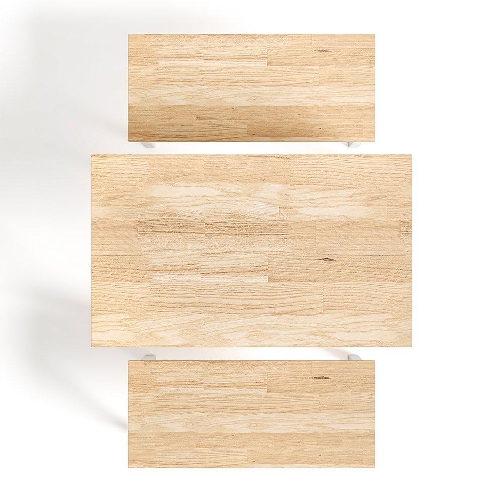 White Brown - Kabinet UK - 3 Piece Modern Wood Dining Table and Benches Set - 5