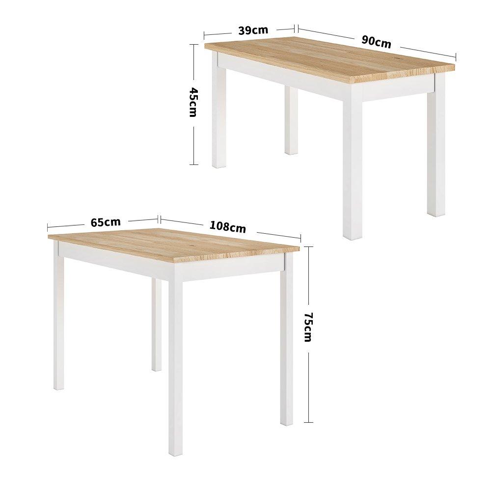White Brown - Kabinet UK - 3 Piece Modern Wood Dining Table and Benches Set - 7