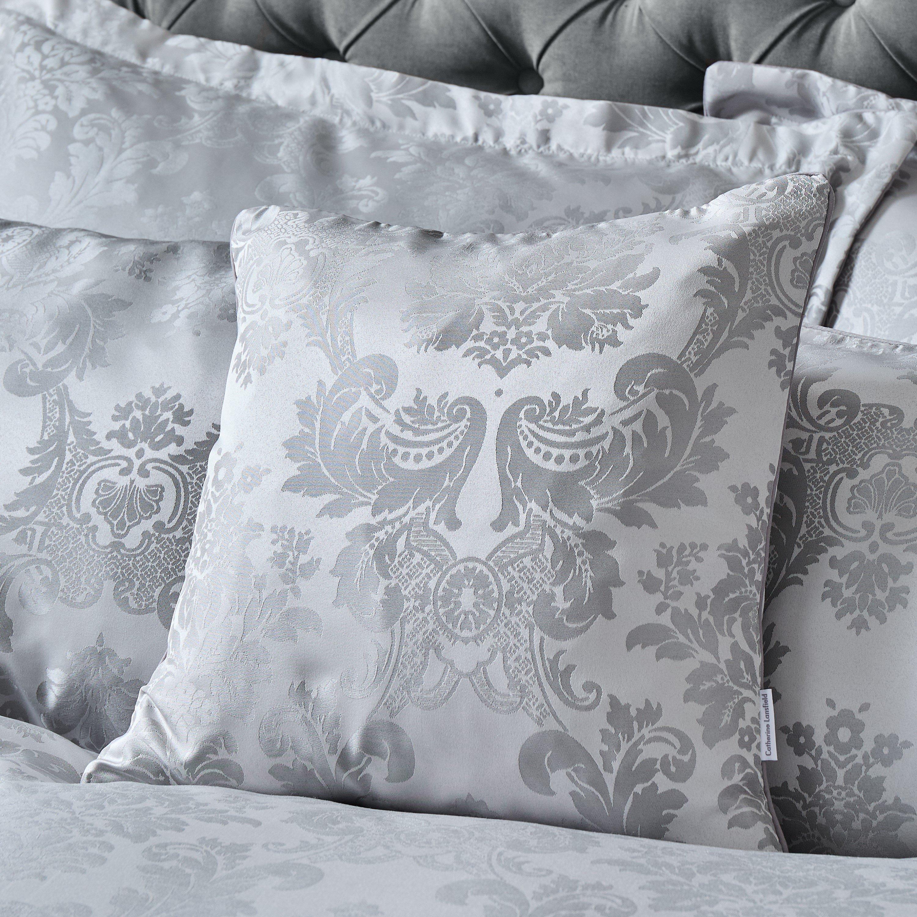 Catherine Lansfield Damask Jacquard 43x43cm Cushion Cover Silver Grey - Image 5