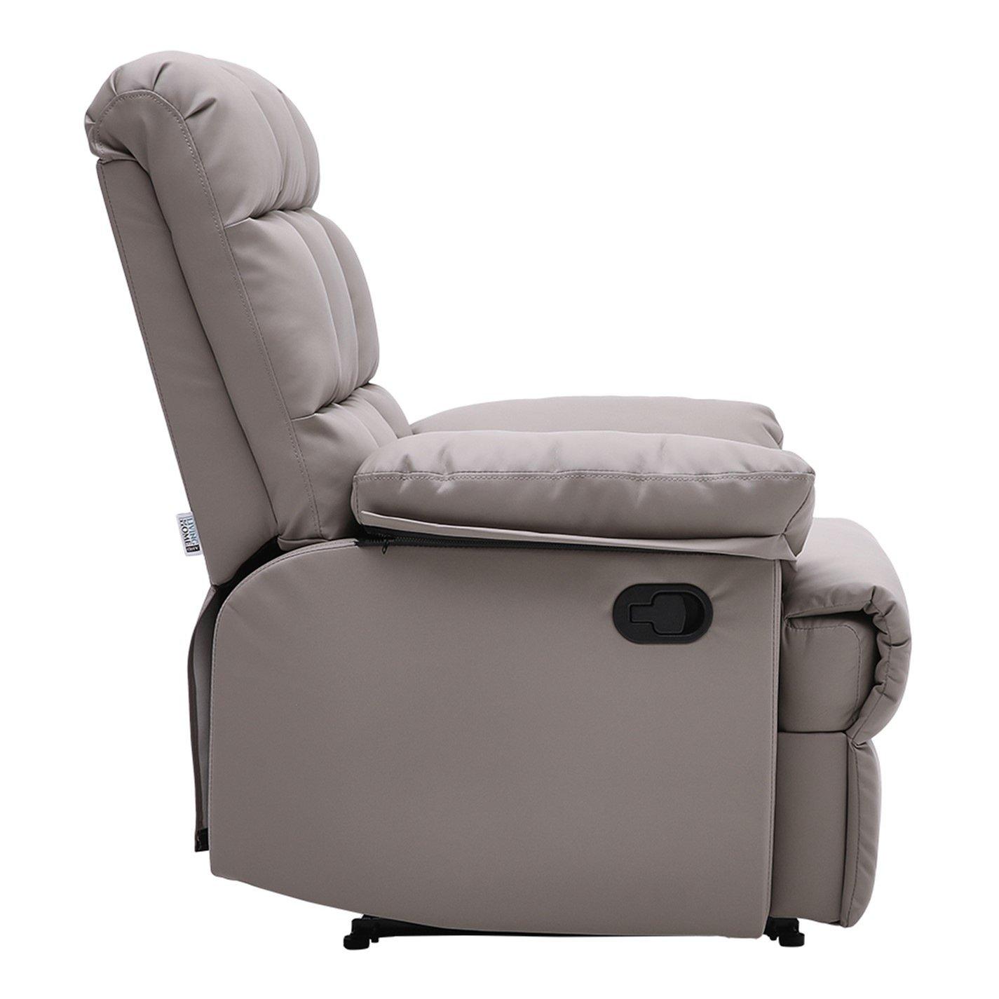 Grey - Kabinet UK - Faux Leather Upholstered Recliner Armchair - 3