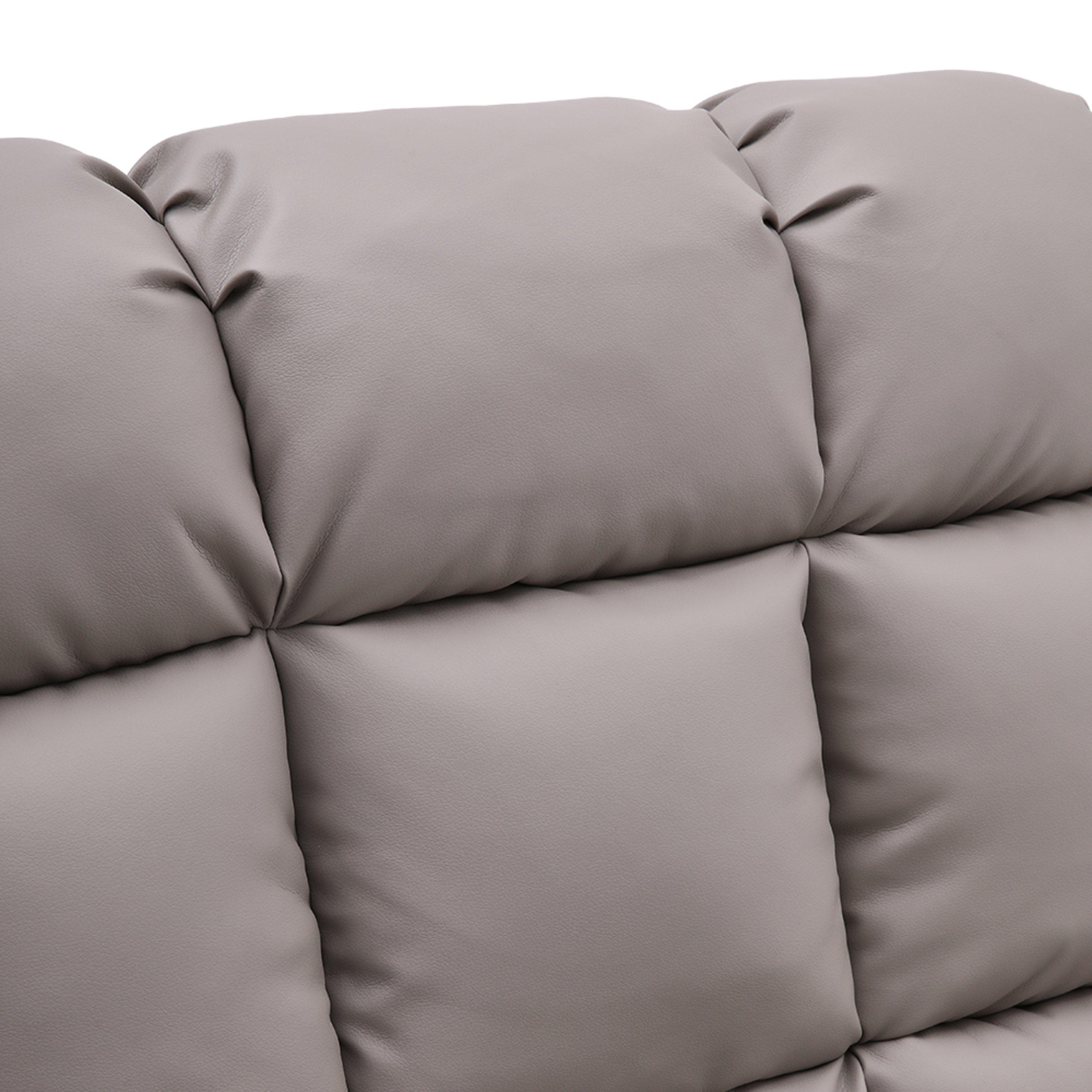 Grey - Kabinet UK - Faux Leather Upholstered Recliner Armchair - 9