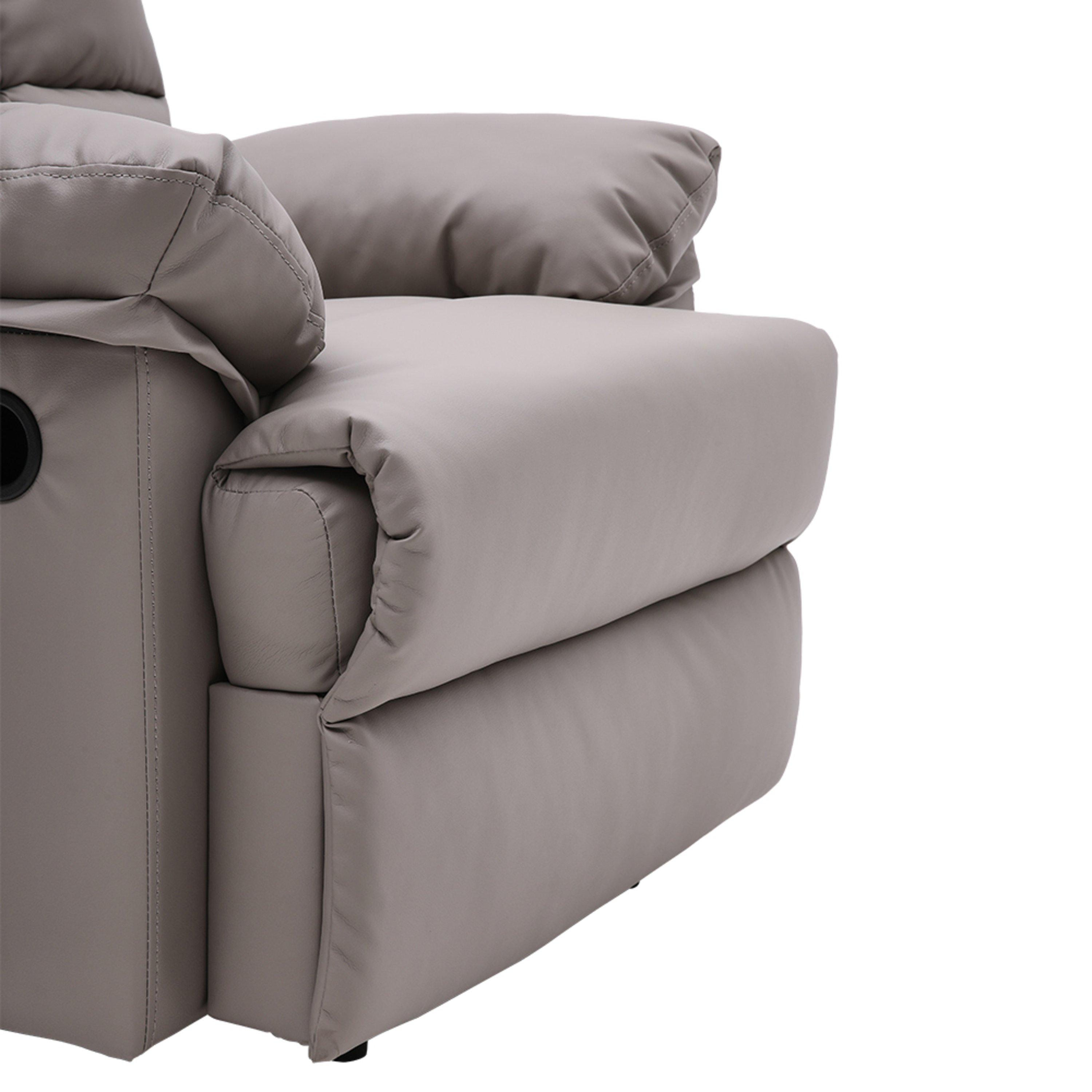 Grey - Kabinet UK - Faux Leather Upholstered Recliner Armchair - 10