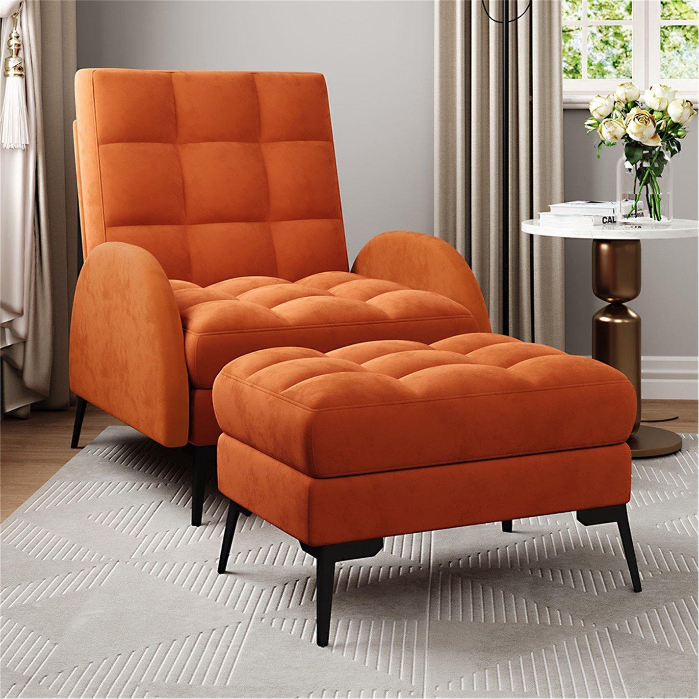 Orange - Kabinet UK - Leisure Recliner Set with Ottoman - 2