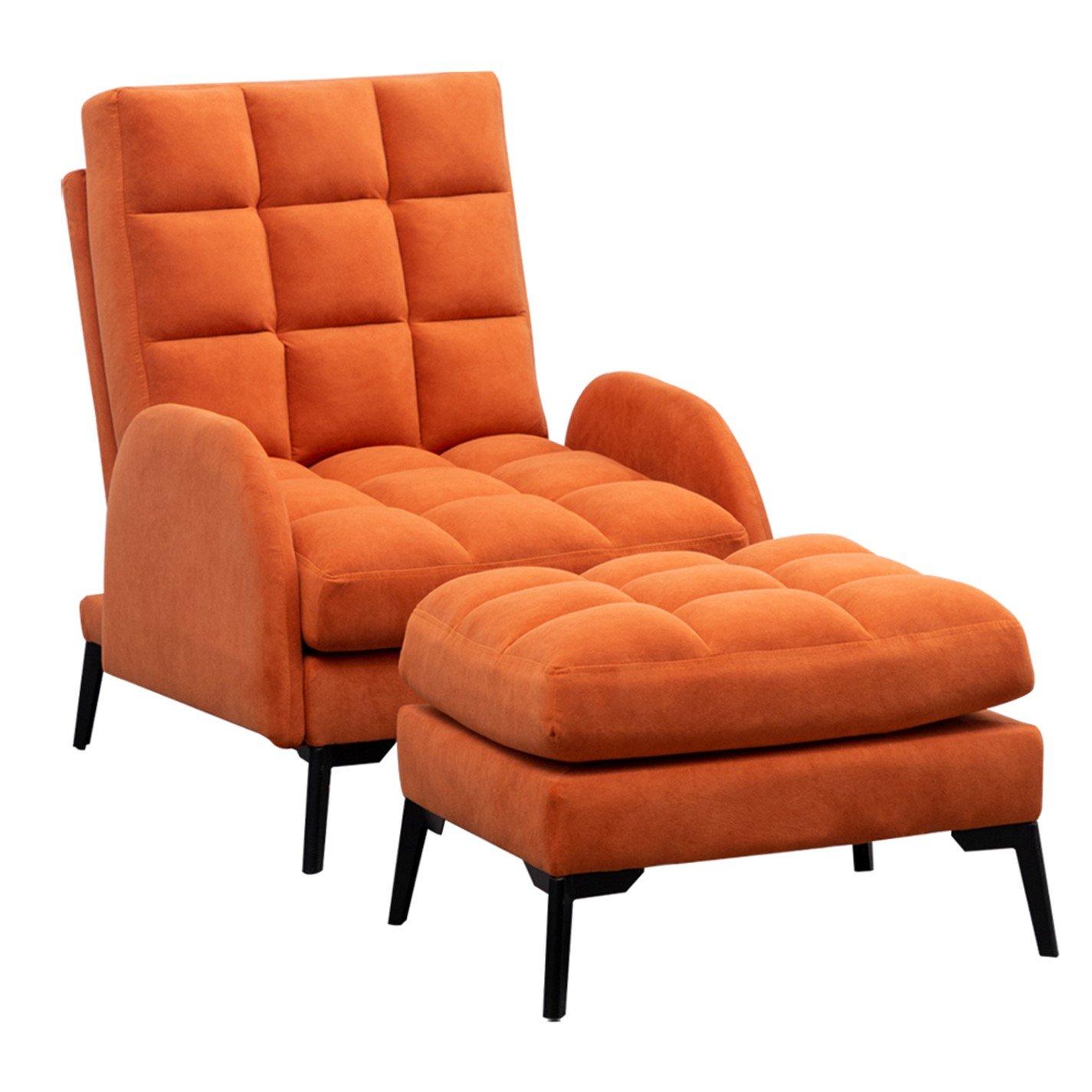 Orange - Kabinet UK - Leisure Recliner Set with Ottoman - 3