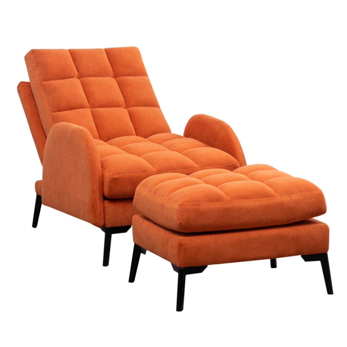 Orange - Kabinet UK - Leisure Recliner Set with Ottoman - 4