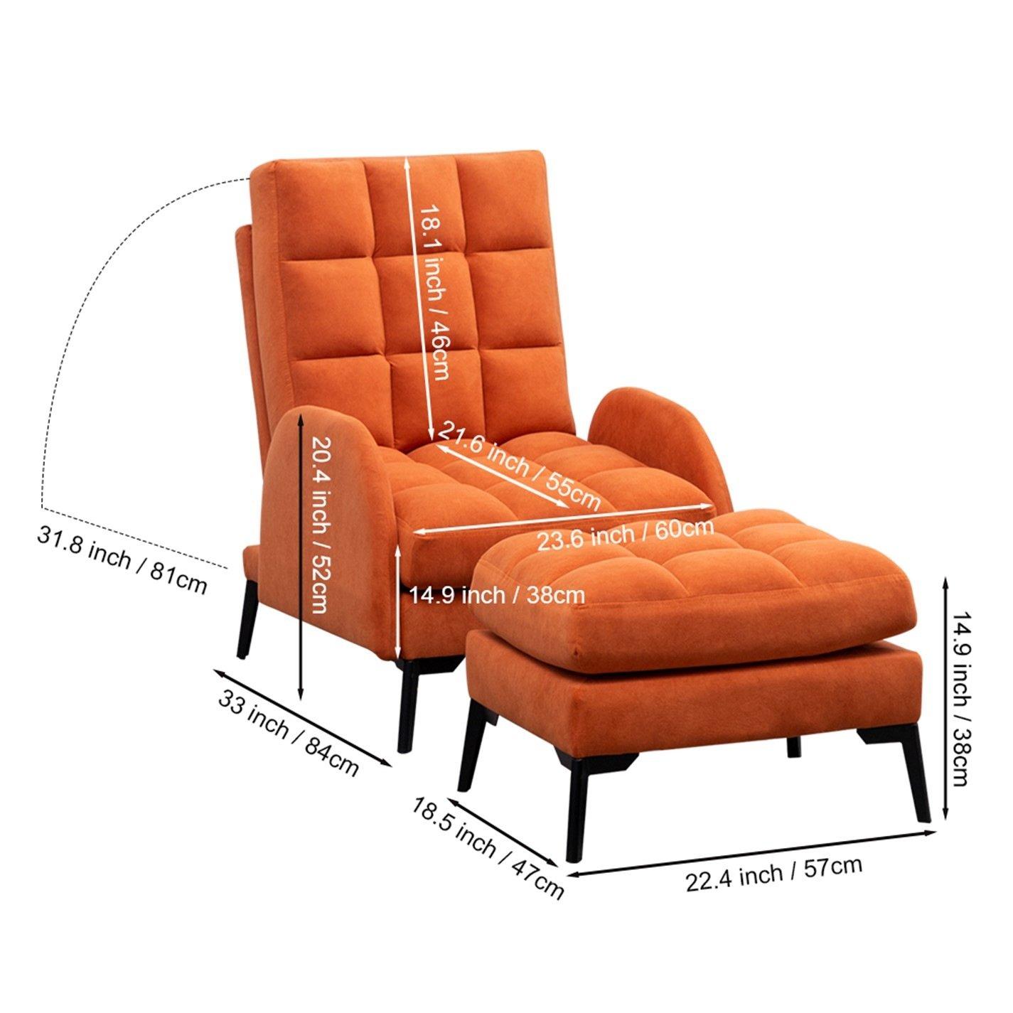Orange - Kabinet UK - Leisure Recliner Set with Ottoman - 10