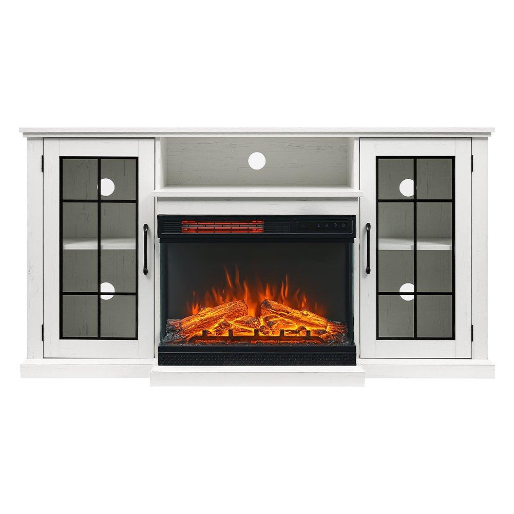 Kabinet UK 3-Sided Glass Door Electric Fireplace TV Stand