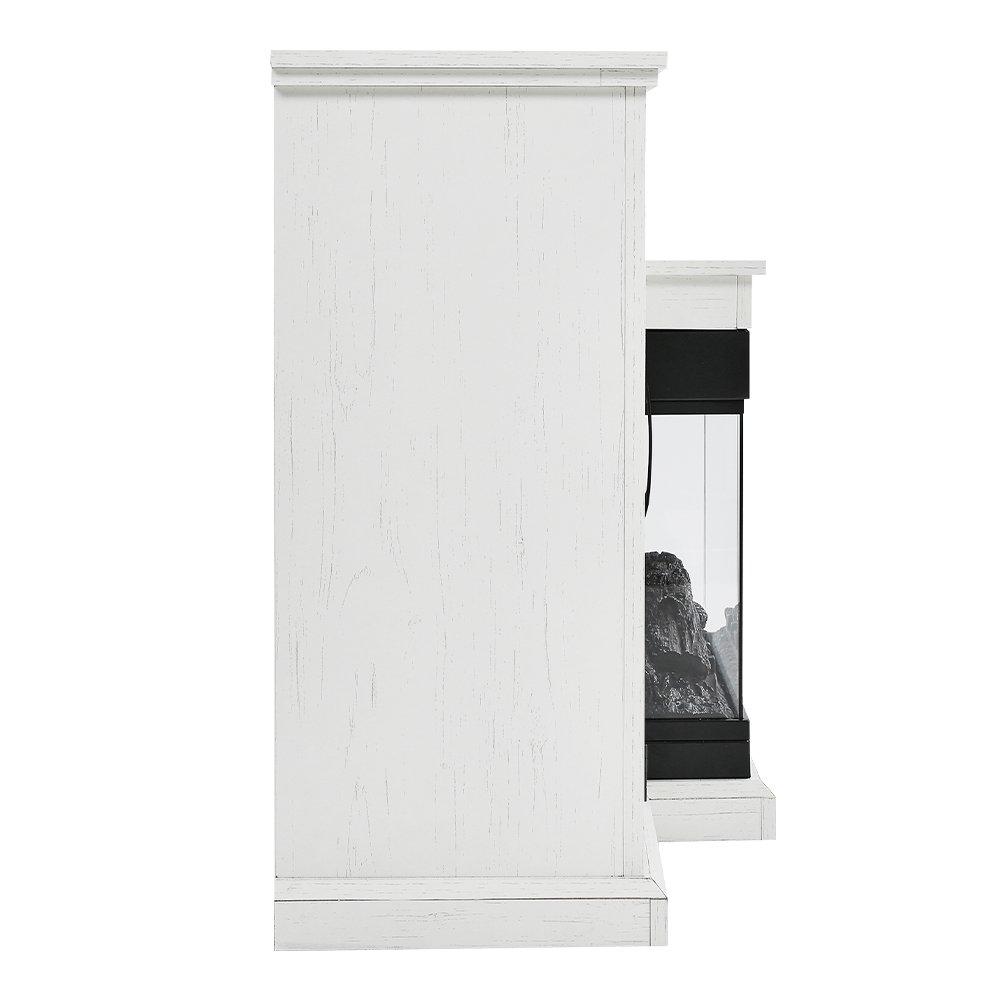 White Black - Kabinet UK - 3-Sided Glass Door Electric Fireplace TV Stand - 4