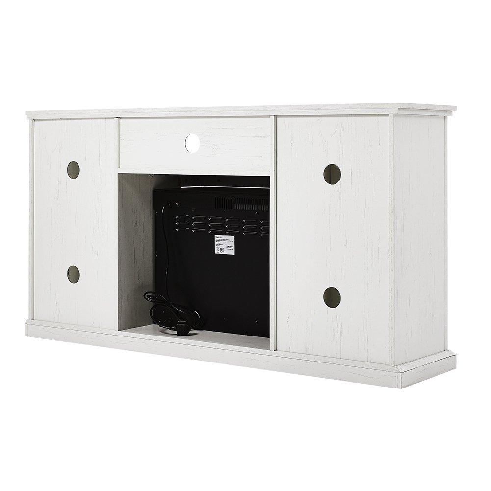 White Black - Kabinet UK - 3-Sided Glass Door Electric Fireplace TV Stand - 5