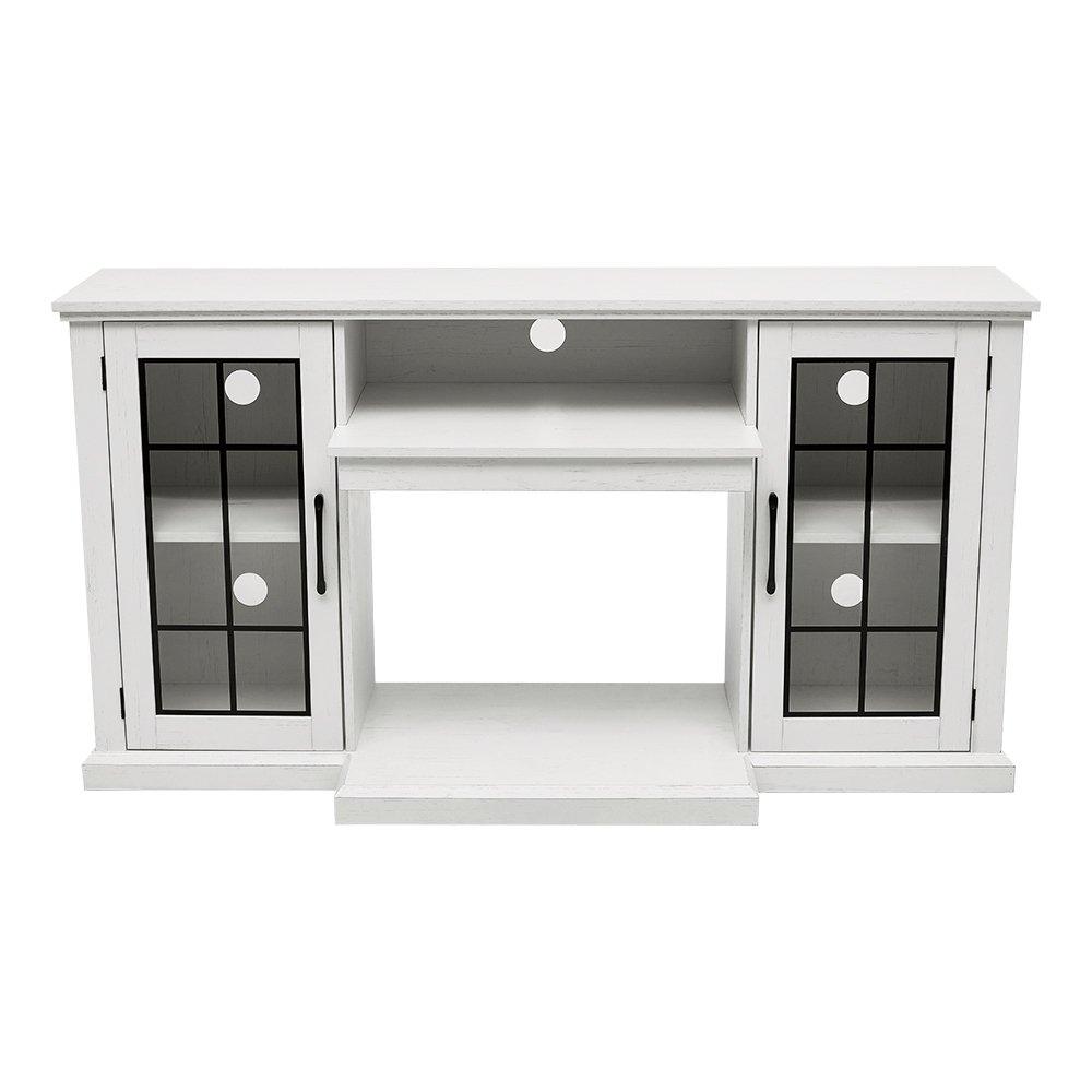 White Black - Kabinet UK - 3-Sided Glass Door Electric Fireplace TV Stand - 6