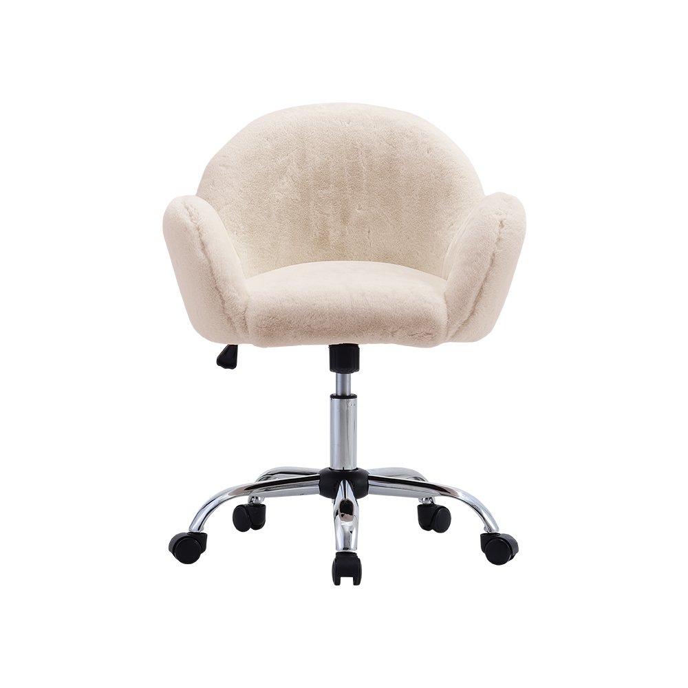 White - Kabinet UK - Comfy Plush Swivel Office Chair Adjustable Height - 3