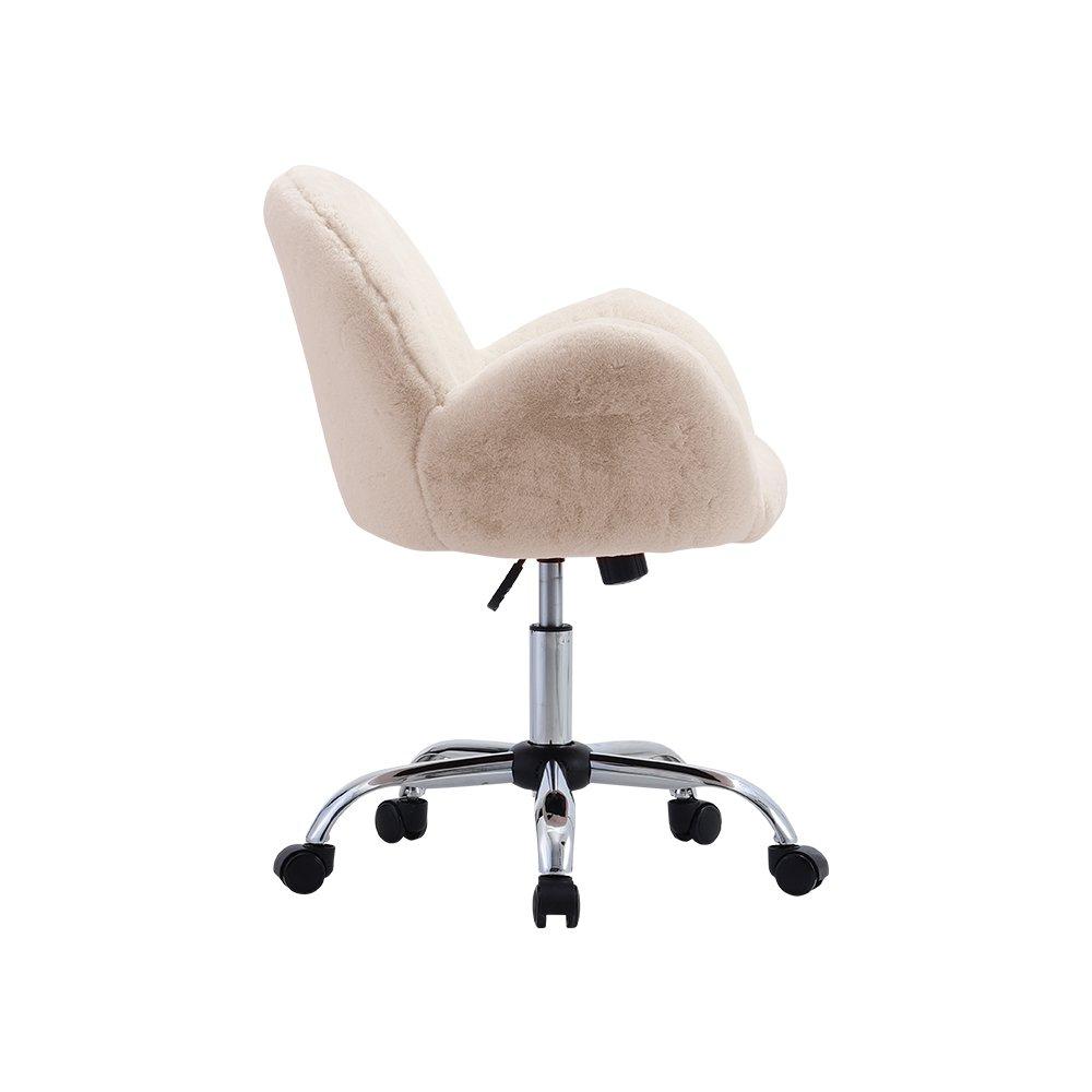 White - Kabinet UK - Comfy Plush Swivel Office Chair Adjustable Height - 5