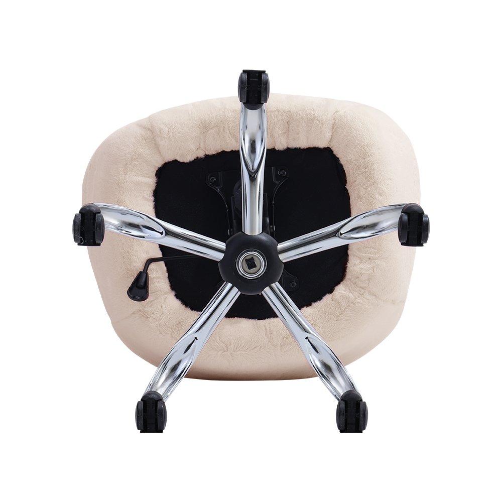 White - Kabinet UK - Comfy Plush Swivel Office Chair Adjustable Height - 7