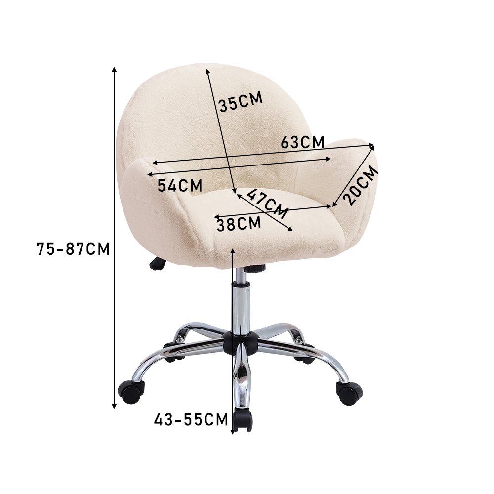 White - Kabinet UK - Comfy Plush Swivel Office Chair Adjustable Height - 10