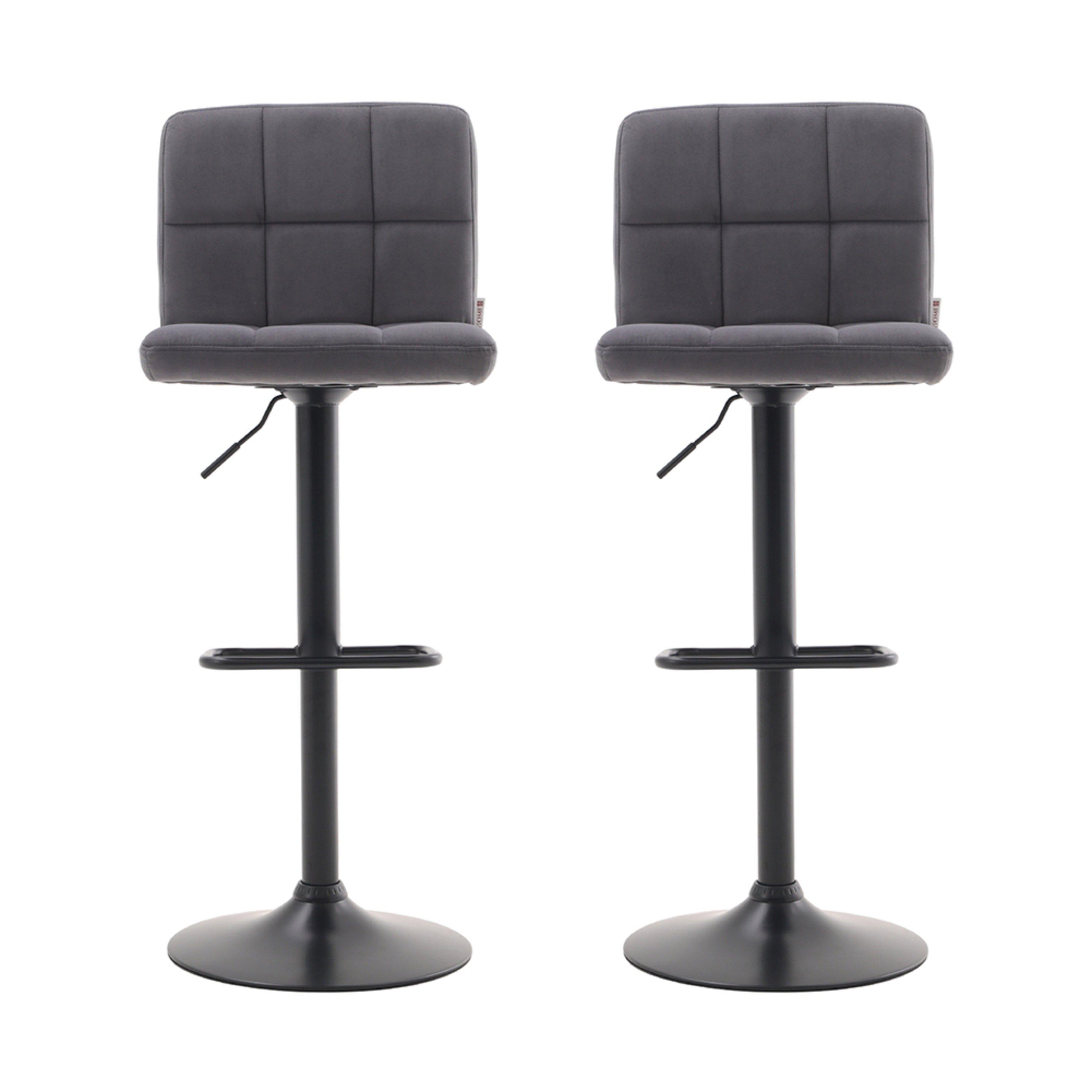 Dark Grey - Kabinet UK - 2Pcs Velvet Upholstery Bar Stools - 2