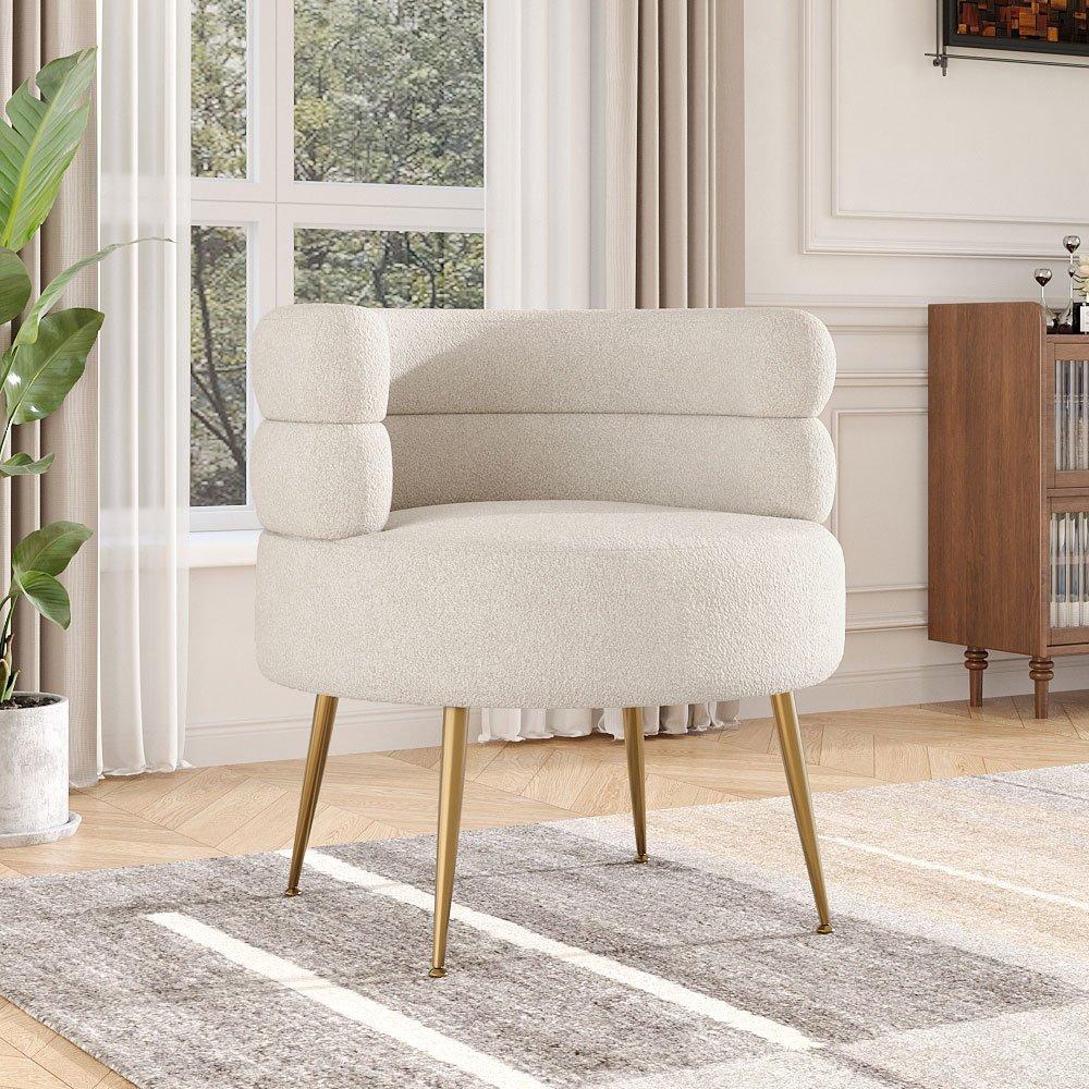 White - Kabinet UK - Curved Upholstered Single Sofa Accent Chair - 2