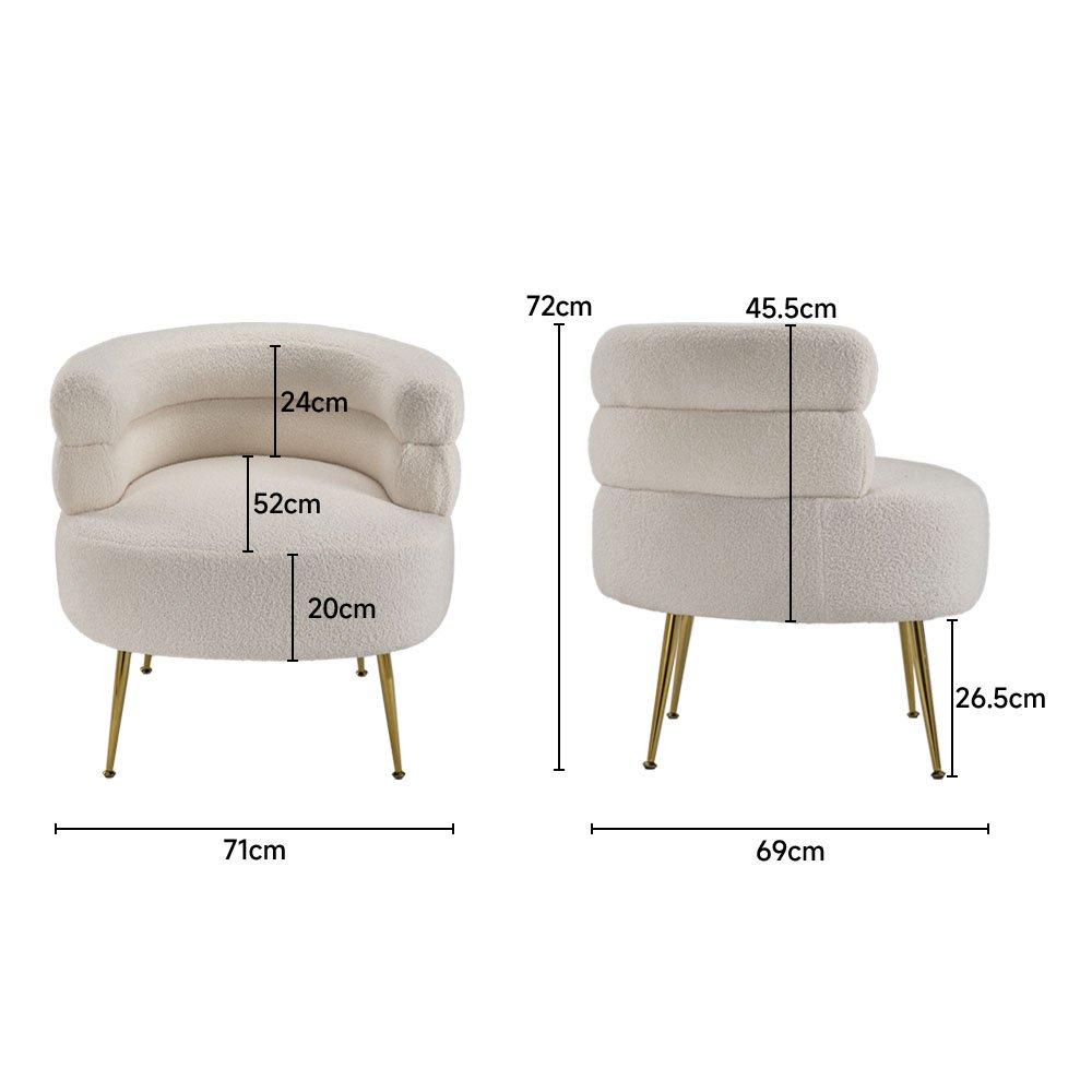 White - Kabinet UK - Curved Upholstered Single Sofa Accent Chair - 11