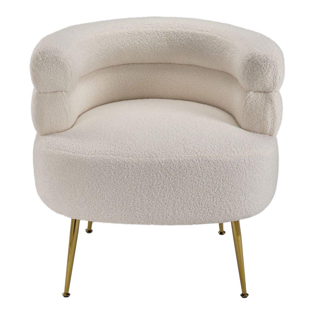 White - Kabinet UK - Curved Upholstered Single Sofa Accent Chair - 3