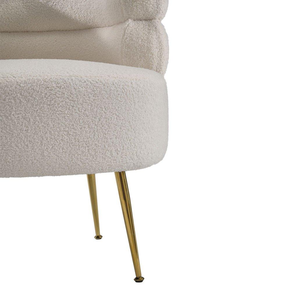 White - Kabinet UK - Curved Upholstered Single Sofa Accent Chair - 9