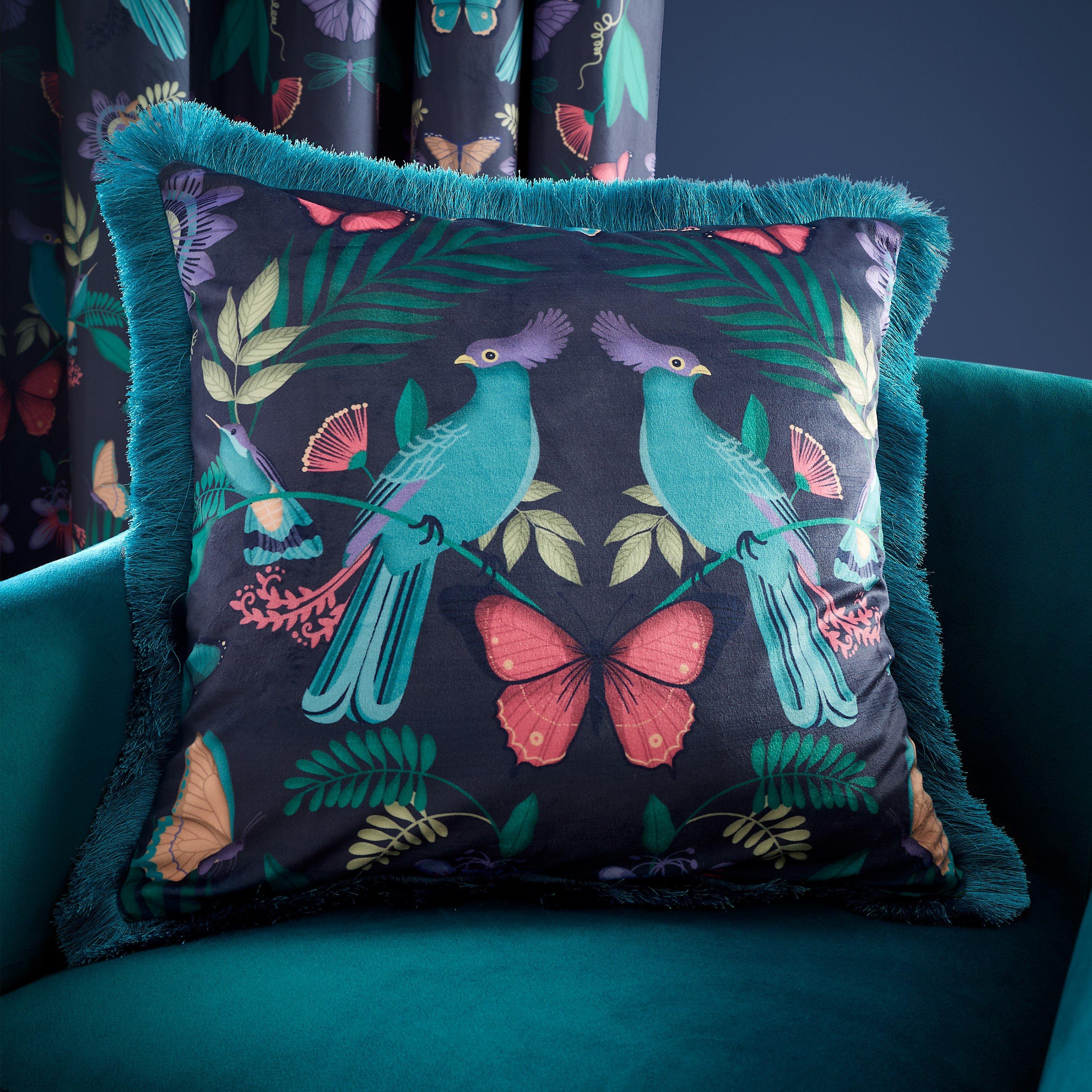 Navy Blue - Catherine Lansfield - Mya Tropical Birds Cushion - 1