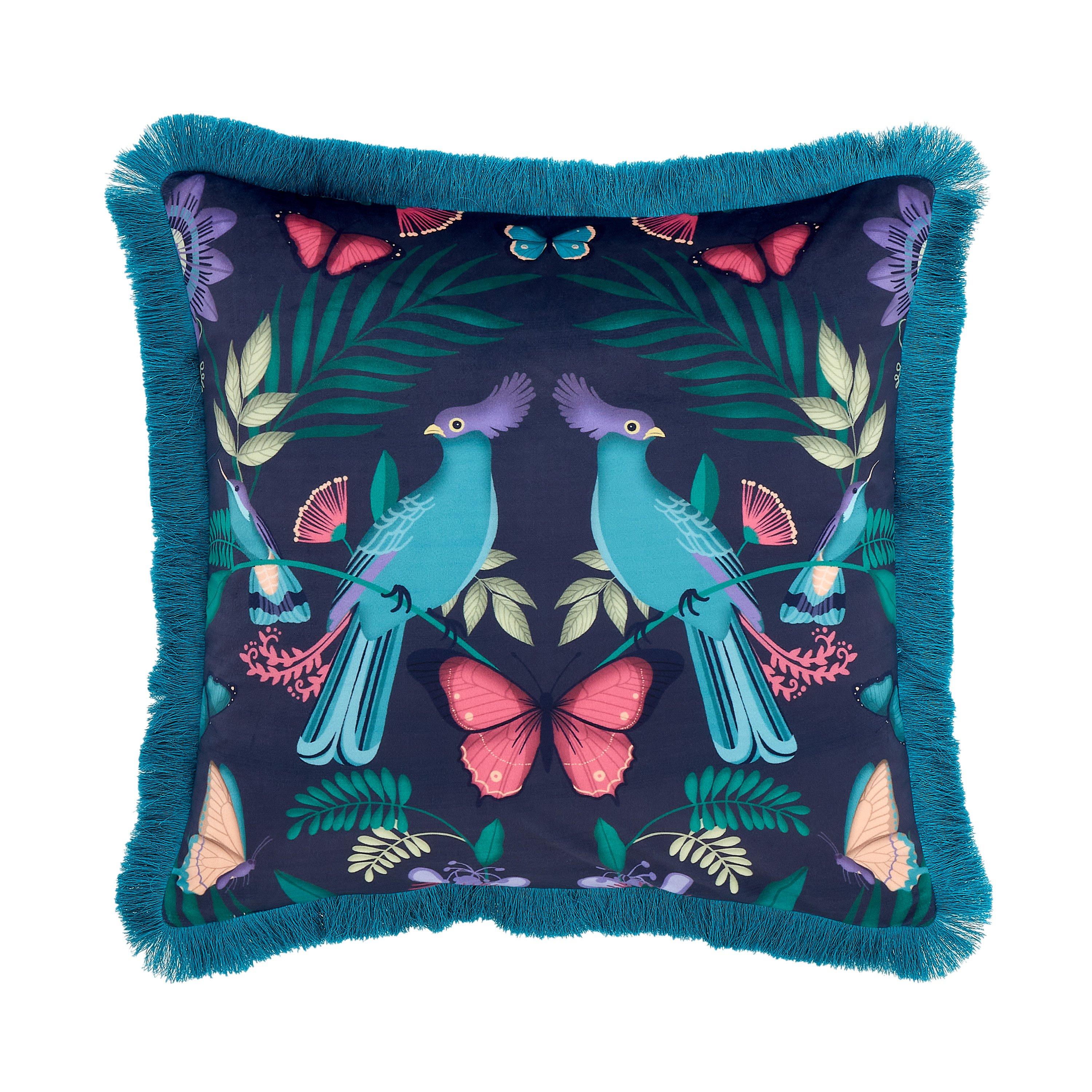 Navy Blue - Catherine Lansfield - Mya Tropical Birds Cushion - 3