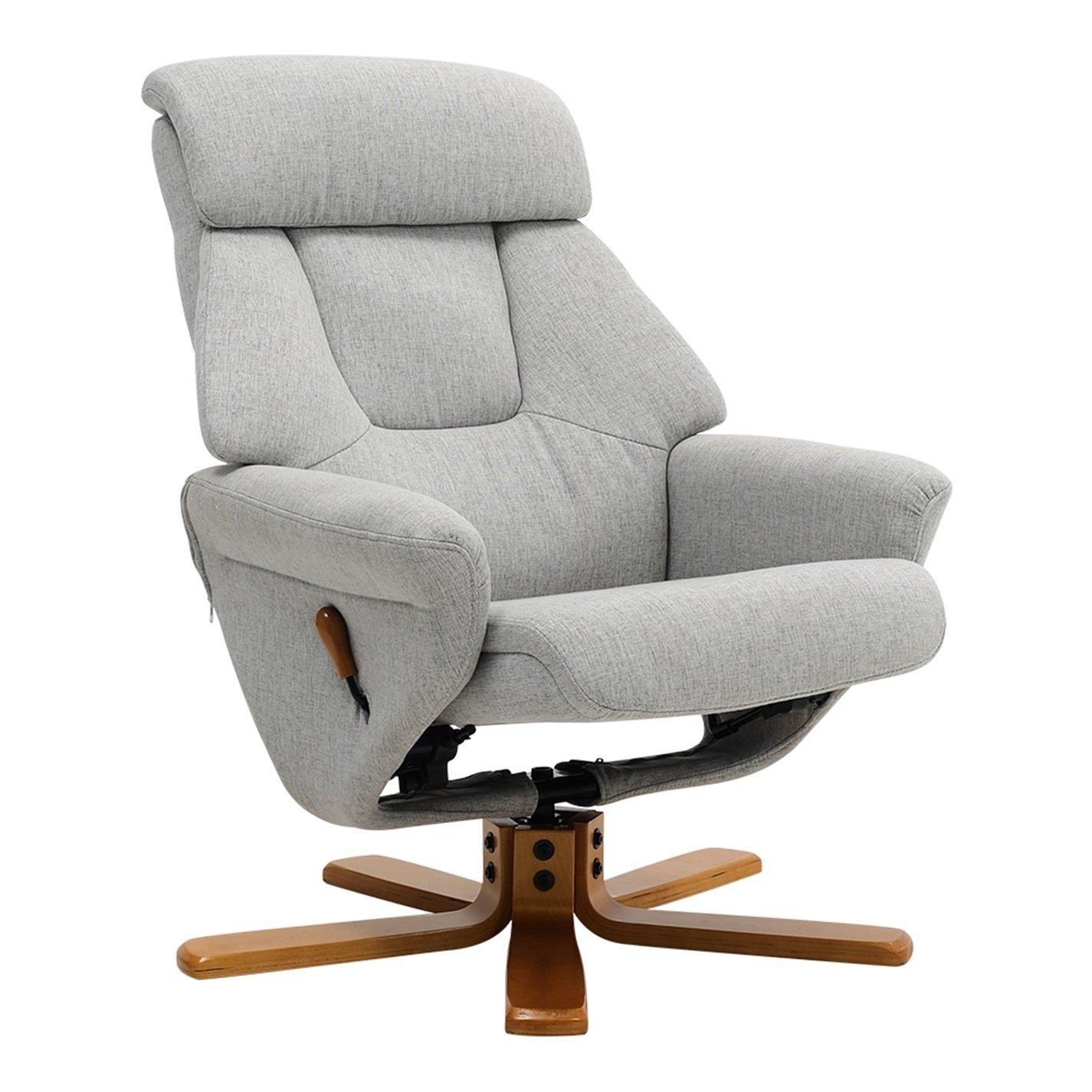 Brown Grey - Kabinet UK - Swivel Linen Lounge Recliner with Ottoman - 5