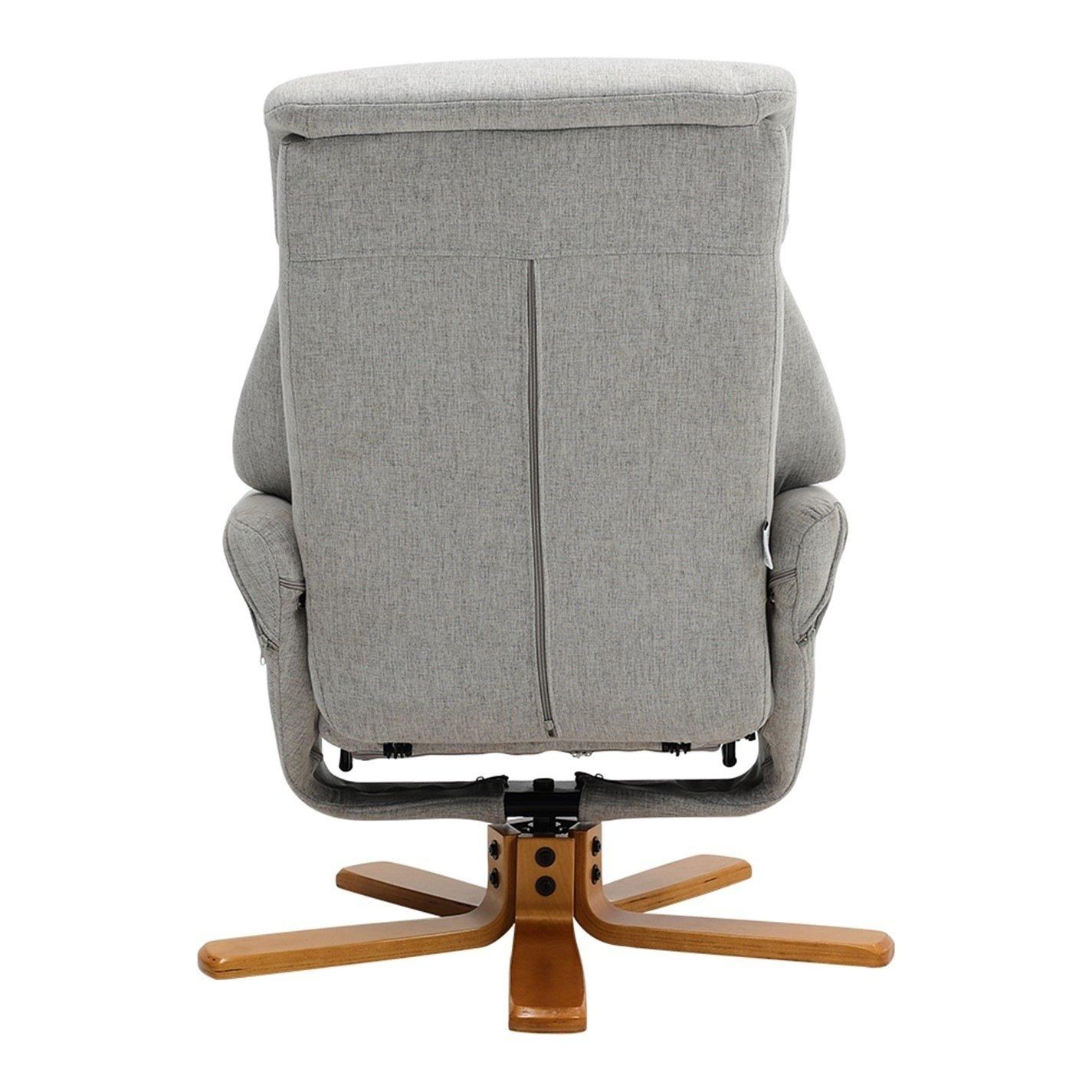 Brown Grey - Kabinet UK - Swivel Linen Lounge Recliner with Ottoman - 7