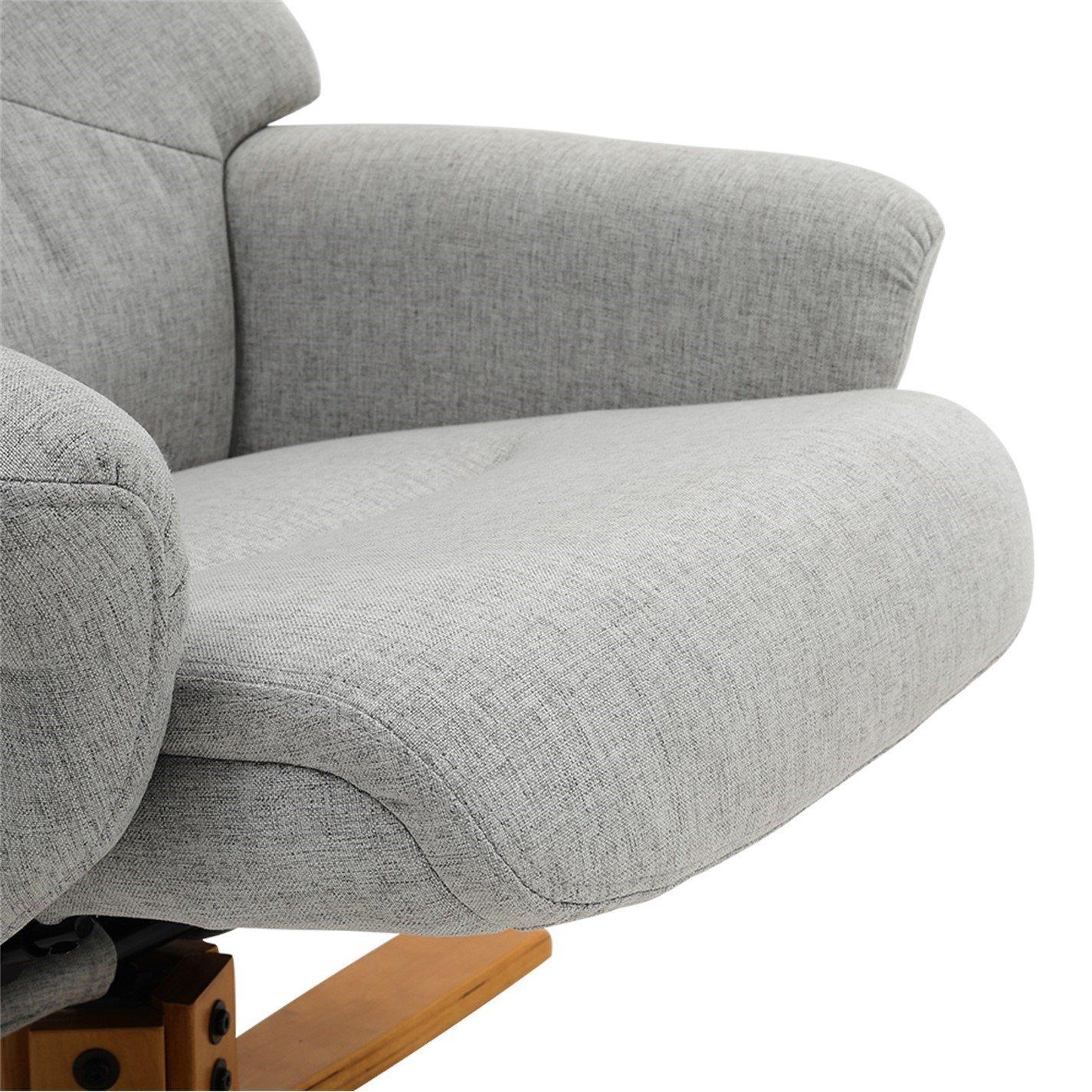 Brown Grey - Kabinet UK - Swivel Linen Lounge Recliner with Ottoman - 8