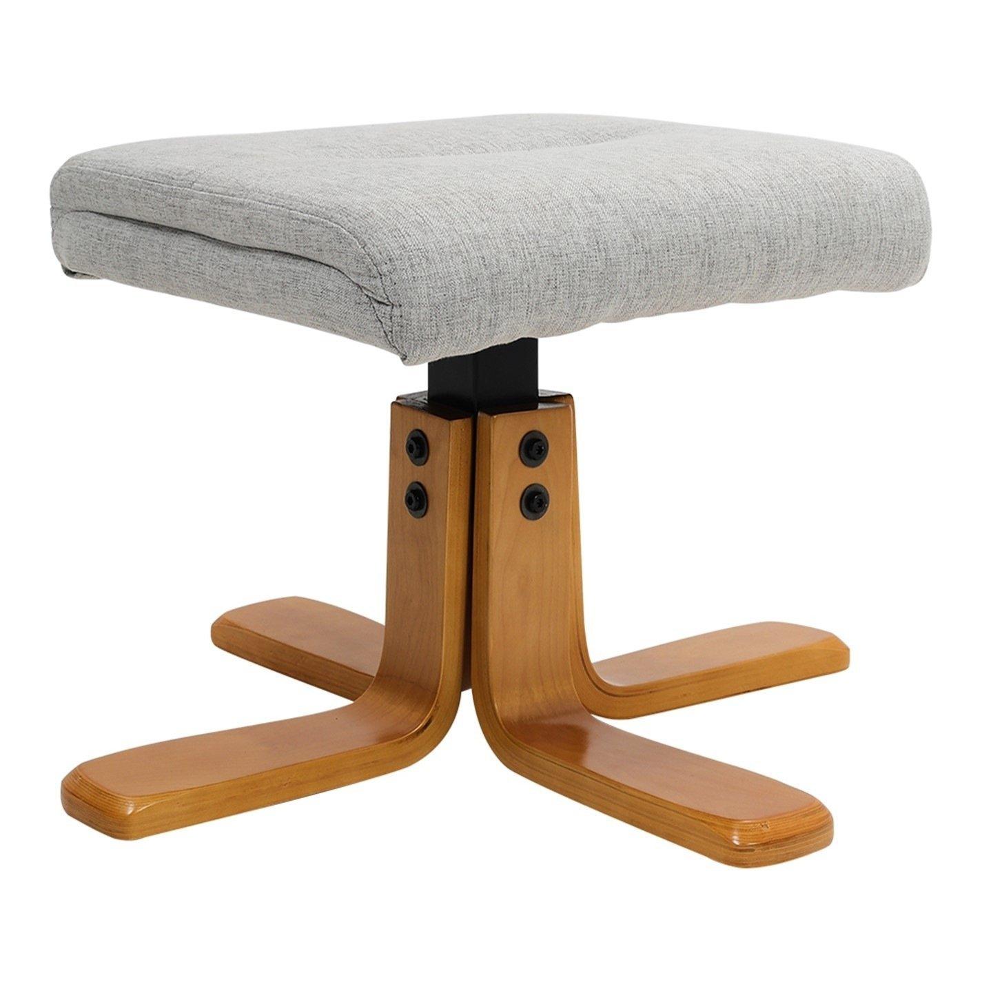 Brown Grey - Kabinet UK - Swivel Linen Lounge Recliner with Ottoman - 9