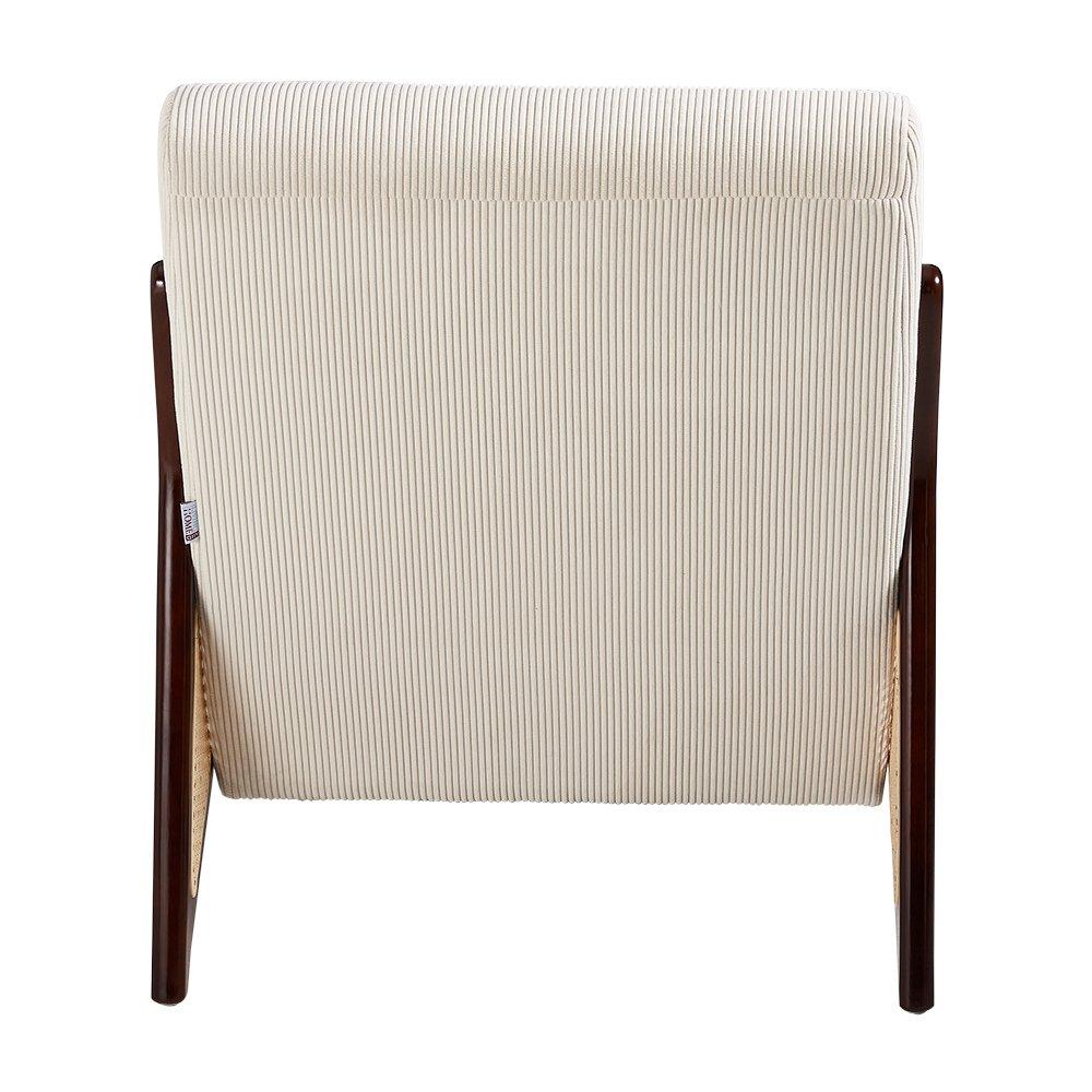 White - Kabinet UK - Corduroy Armchair with Rattan Armrest - 6