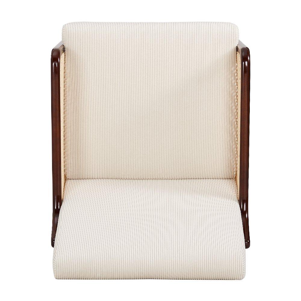 White - Kabinet UK - Corduroy Armchair with Rattan Armrest - 7