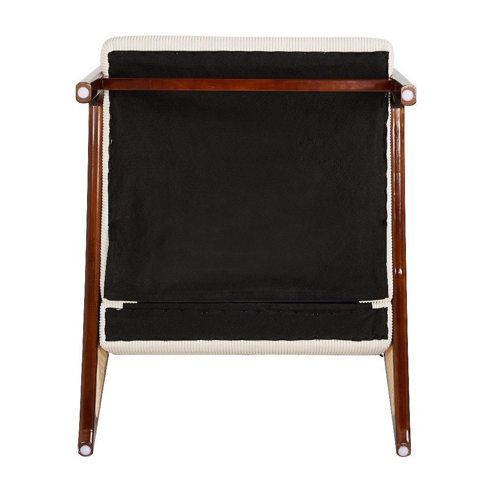 White - Kabinet UK - Corduroy Armchair with Rattan Armrest - 8