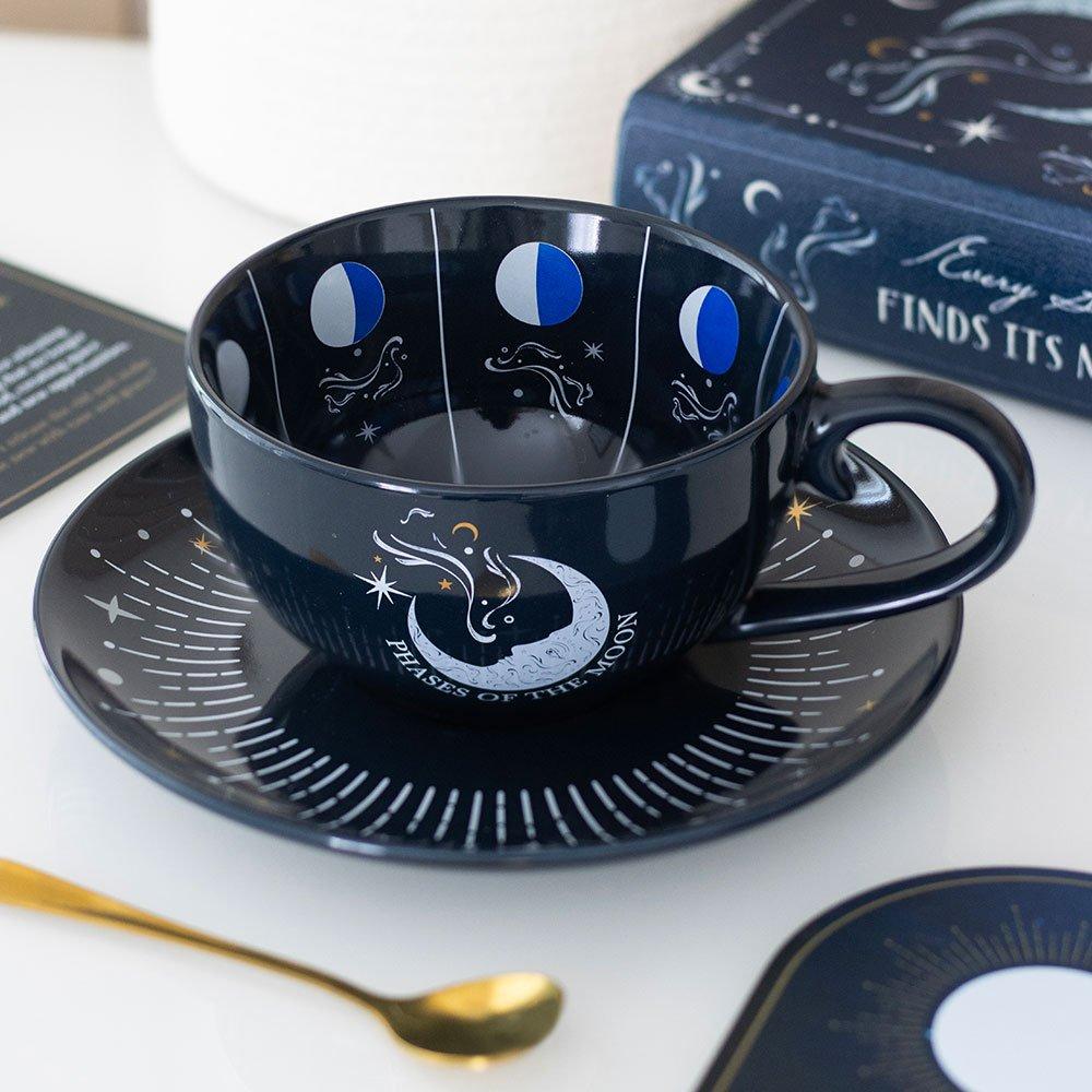 Something Different  Moon Phase Teacup And Saucer Blue