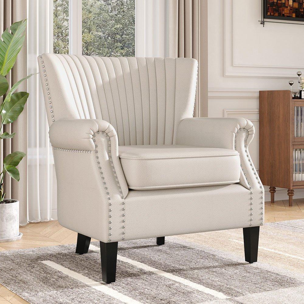 White - Kabinet UK - Vintage Velvet Wing Back Armchair with Studs - 2