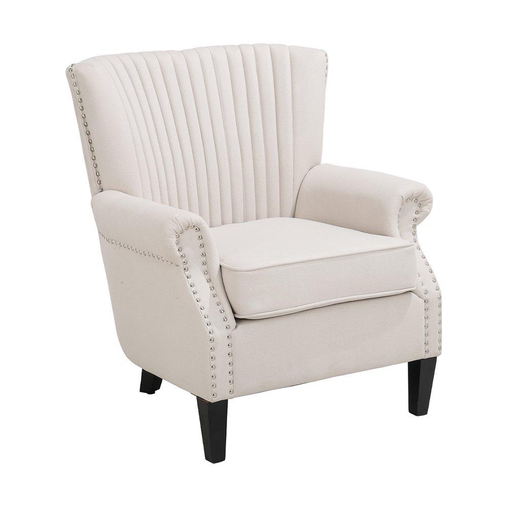 White - Kabinet UK - Vintage Velvet Wing Back Armchair with Studs - 4