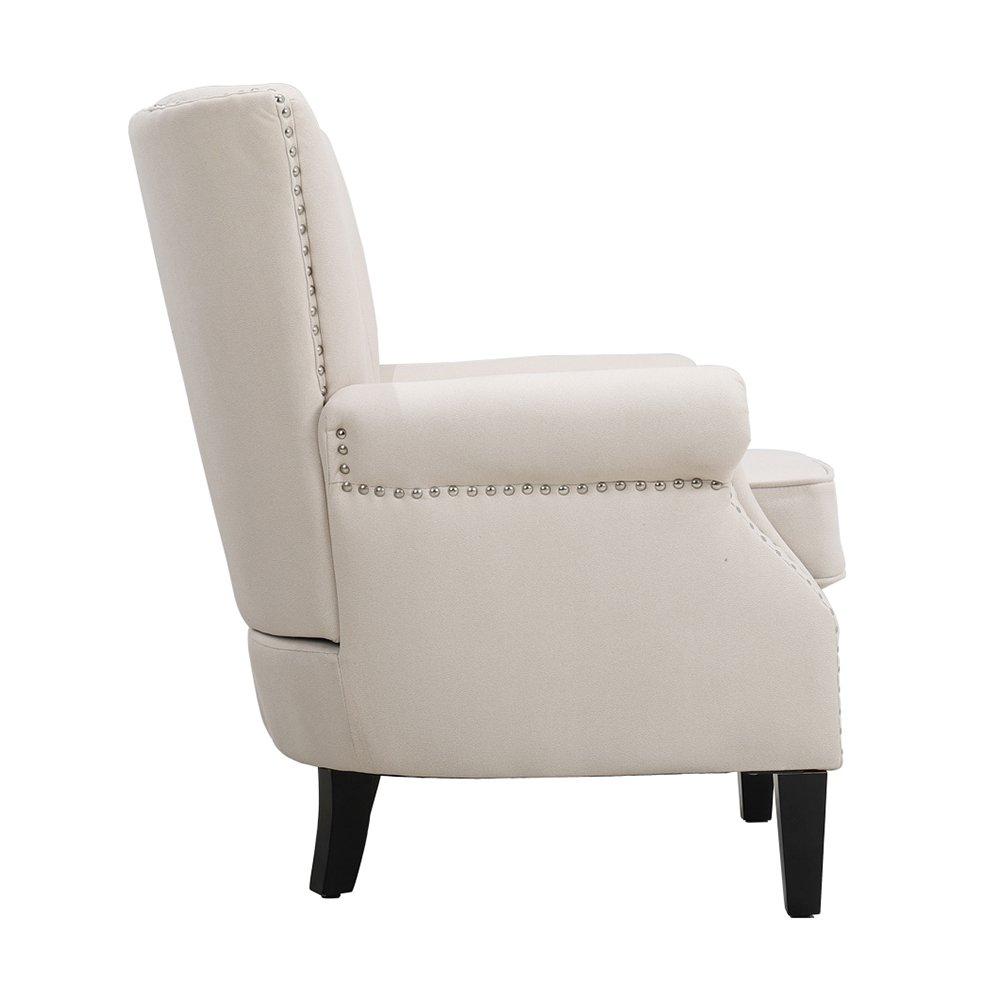 White - Kabinet UK - Vintage Velvet Wing Back Armchair with Studs - 5