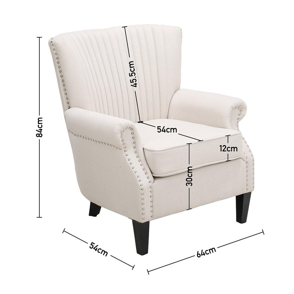 White - Kabinet UK - Vintage Velvet Wing Back Armchair with Studs - 10