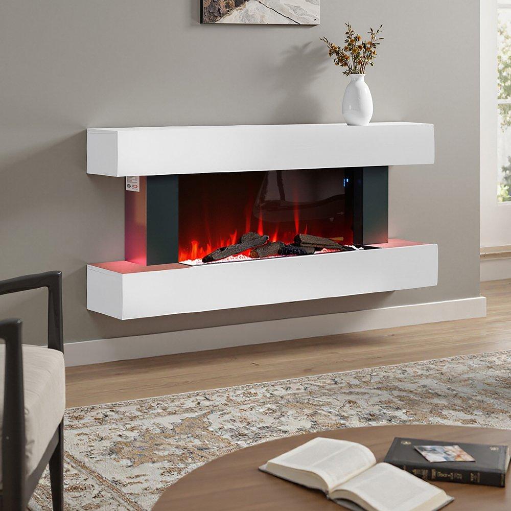 Kabinet Uk  Contemporary Wall Mntd/Freestand Fireplace Mantel - White