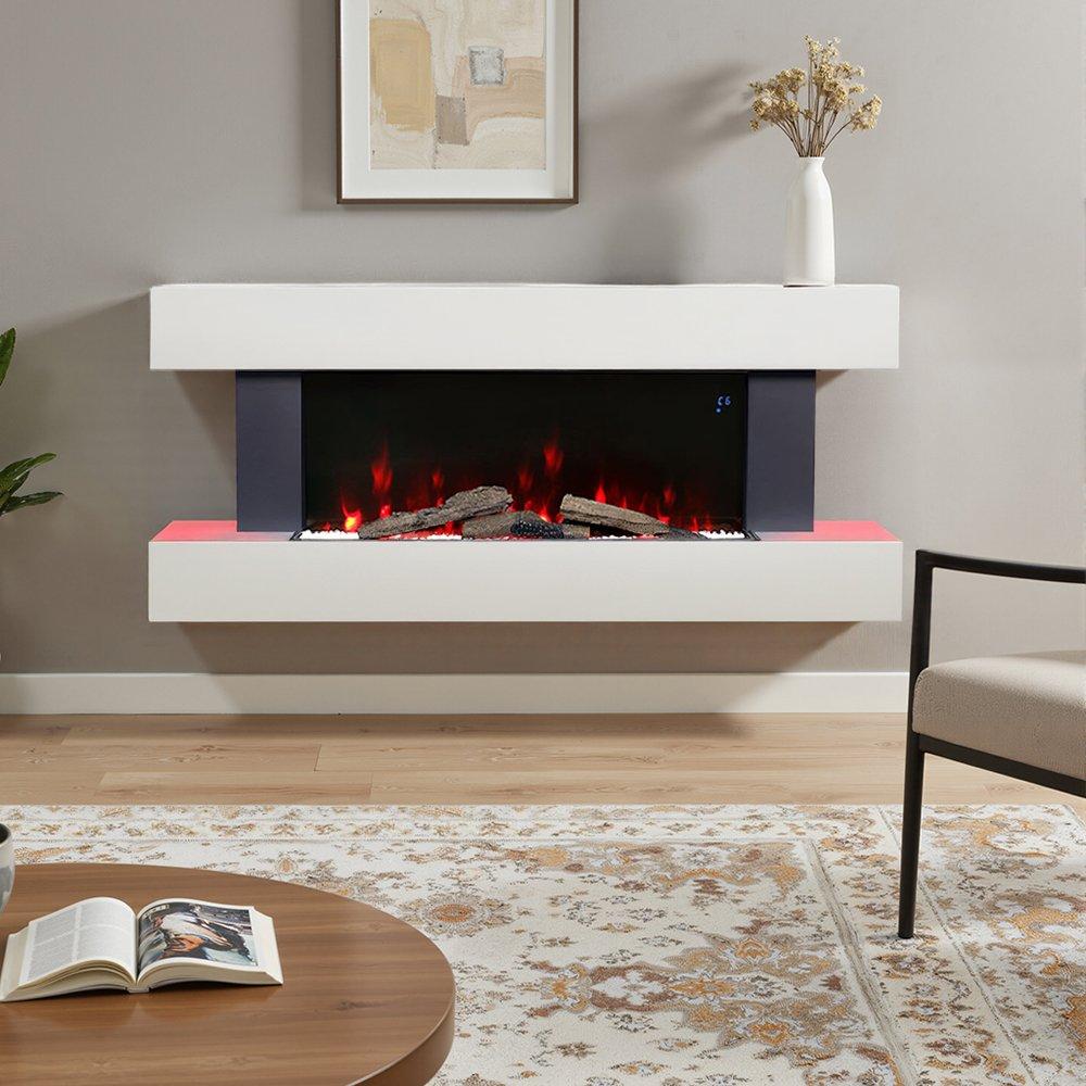 White - Kabinet UK - Contemporary Wall Mntd/Freestand Fireplace Mantel - 2