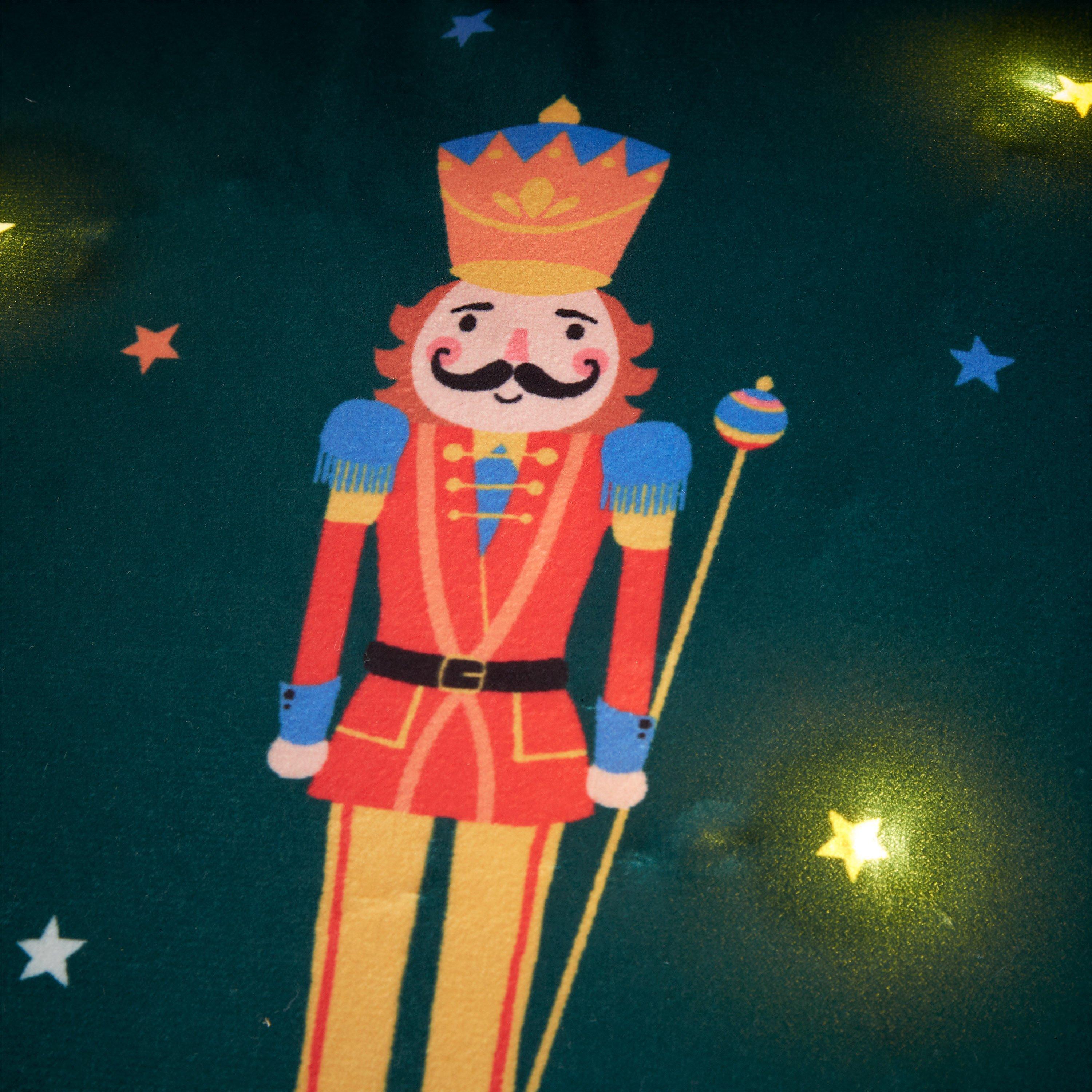 Green - Catherine Lansfield - Christmas Nutcracker Soft Velvet Light Up Cushion - 4