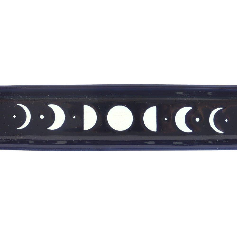 Blue - Something Different - Blue Moon Phase Ceramic Incense Ash Catcher - 4